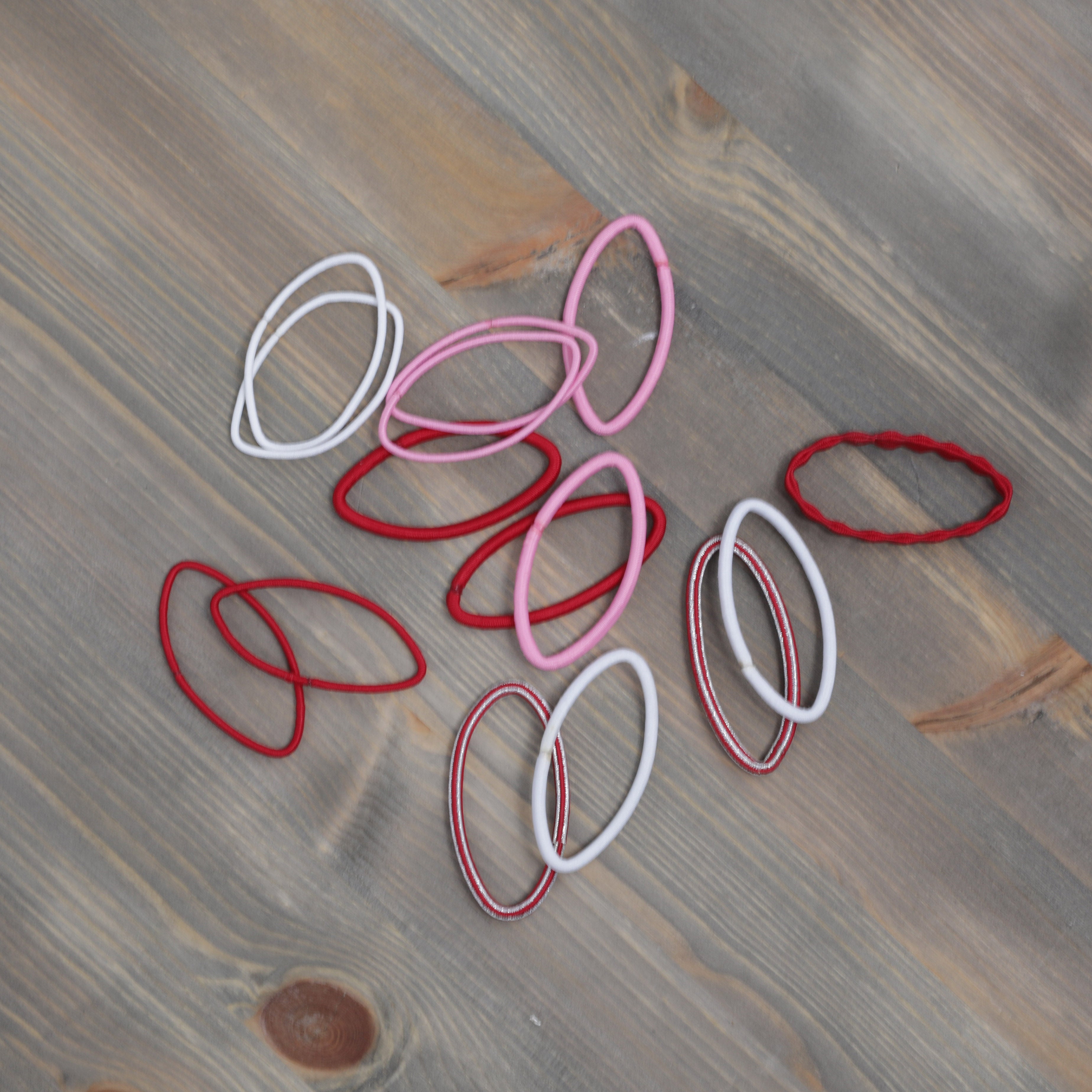 School Hair Elastic Band Red Set of 16