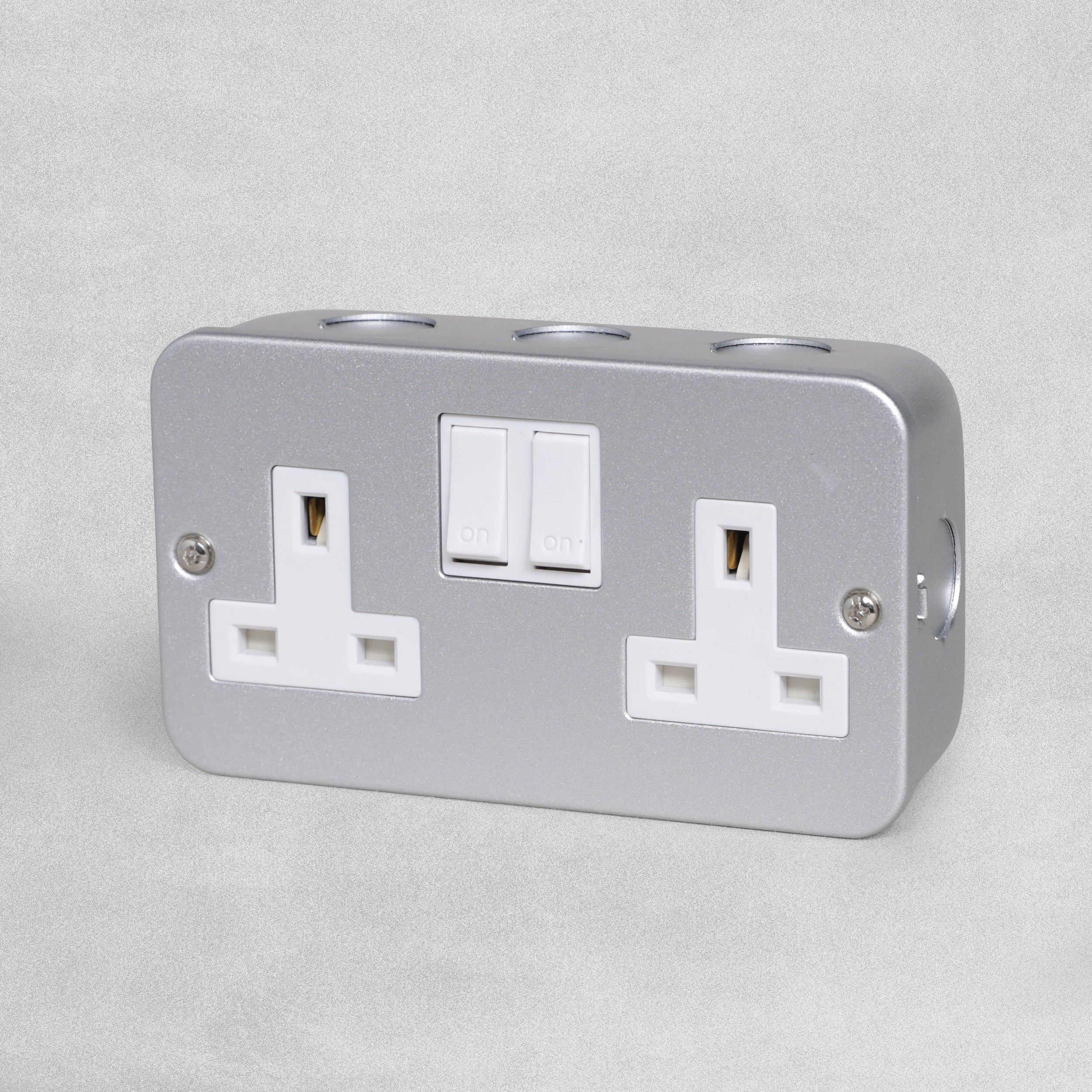Status 2 Gang 13A Metal Clad Switched Wall Socket