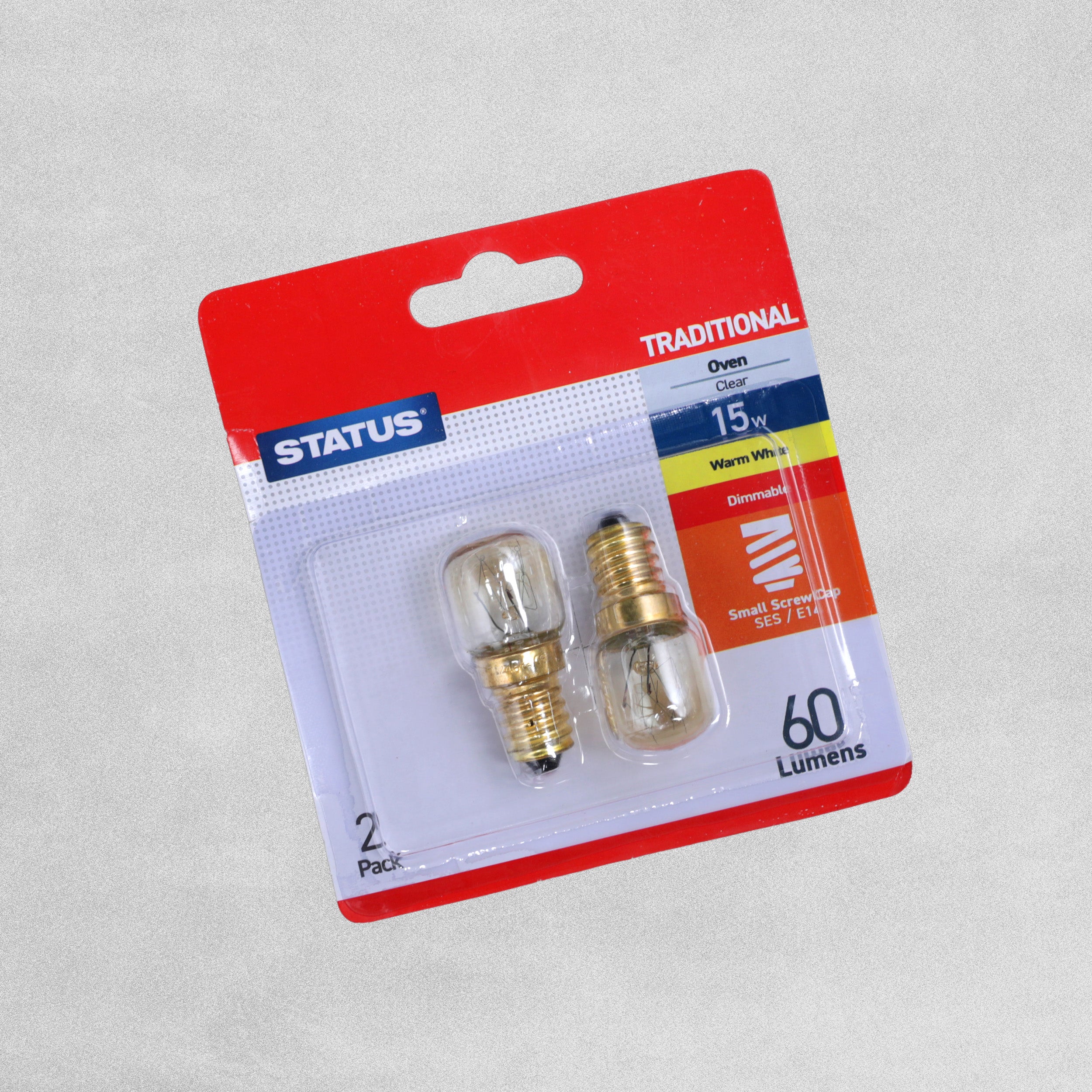 Status Traditional Oven Bulb Clear 15W SES / E14 Warm White Dimmable - 2 Pack