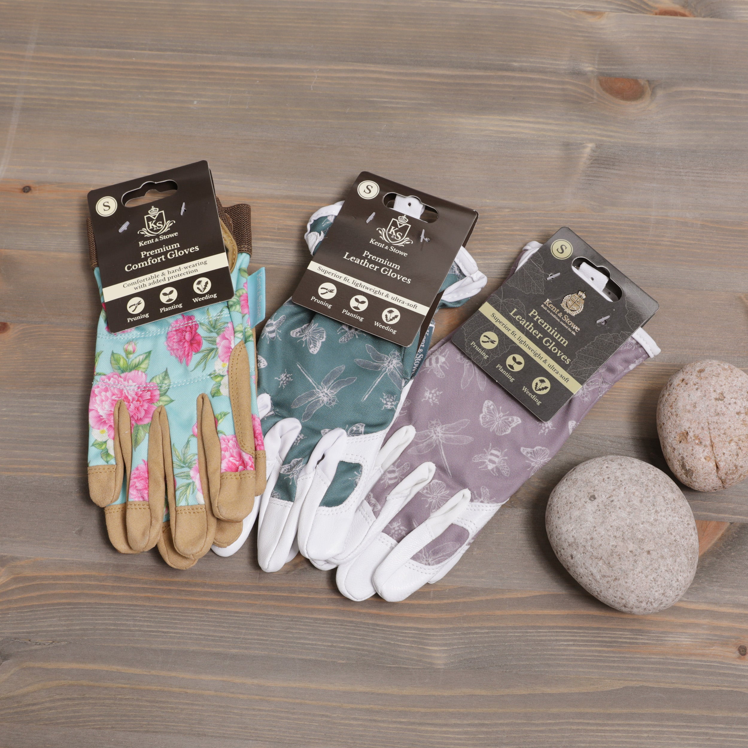 Premium Comfort Gloves  Kent & Stowe  Green Bees & Butterfly Design
