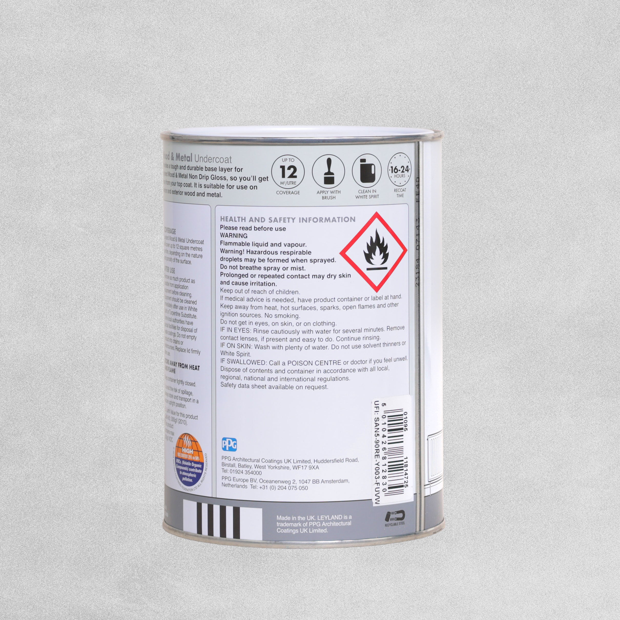Leyland Wood and Metal Undercoat Paint 1.25L - Brilliant White