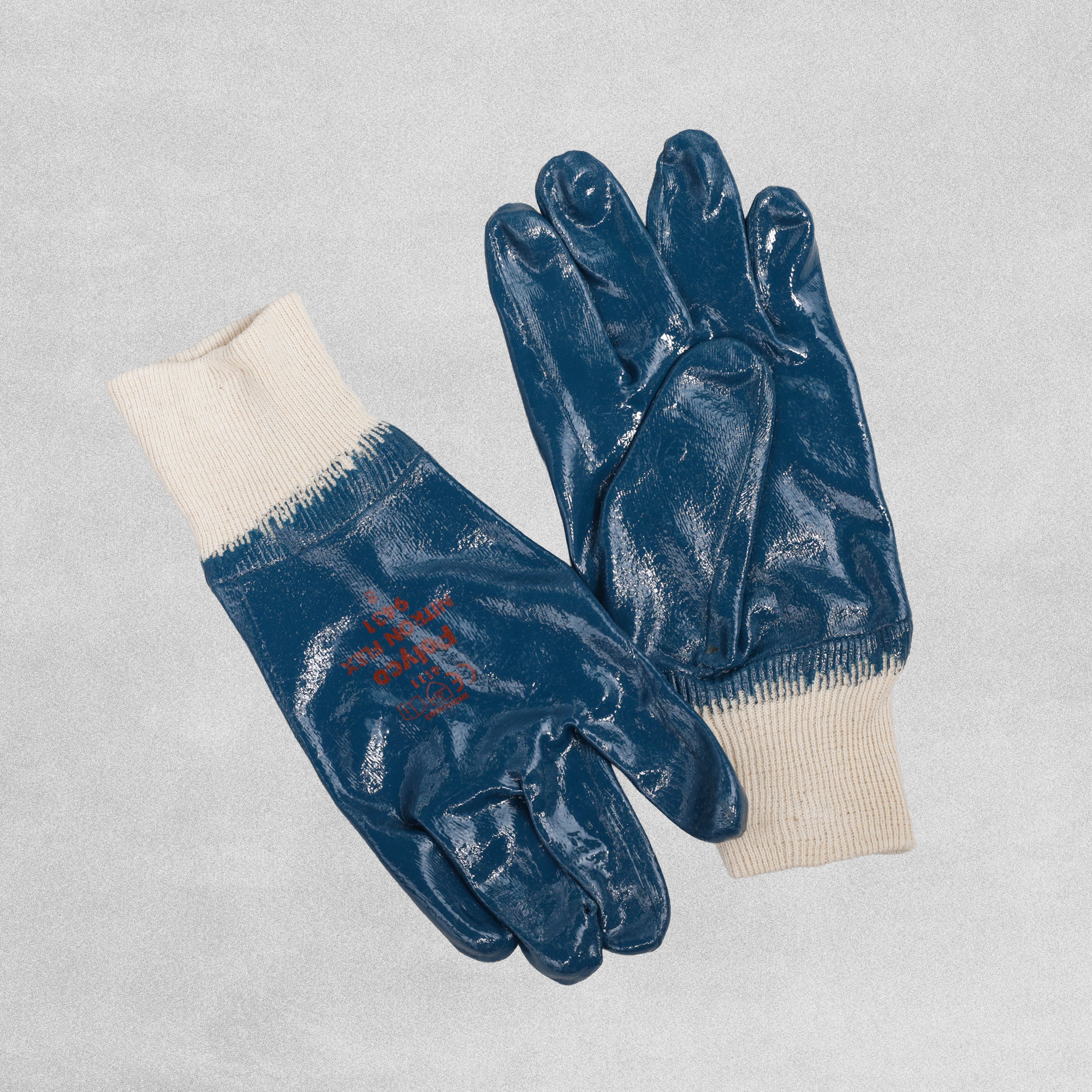 RHINO Blue Vinyl Rubber Gloves with Cuff -  Medium