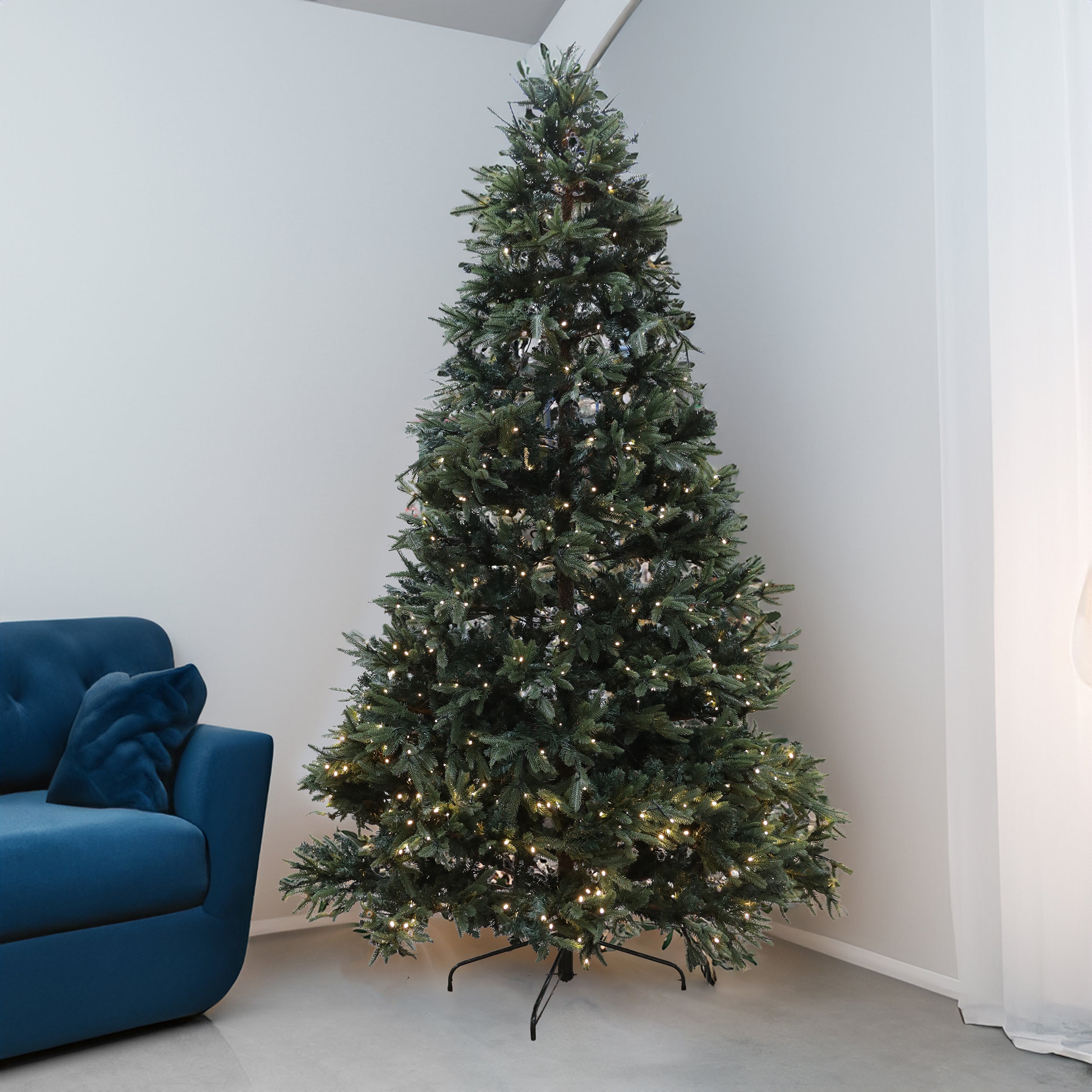 Artificial Green Portland Fir Pre Lit Grand Fir Christmas Tree 8ft