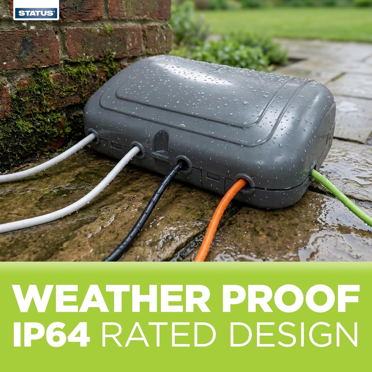 Status Weatherproof IP64 Outdoor Electric Box Black - 6 ports
