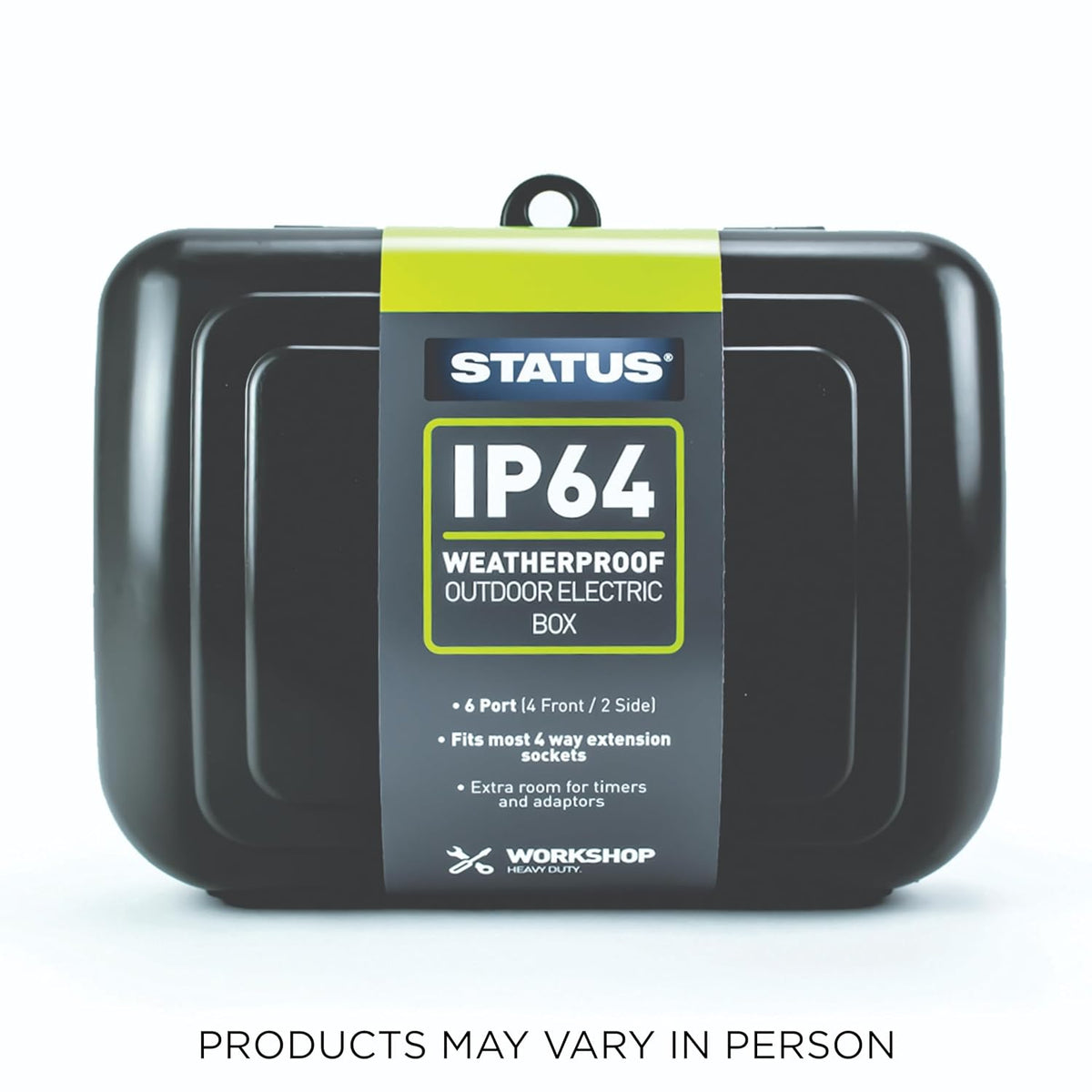 Status Weatherproof IP64 Outdoor Electric Box Black - 6 ports