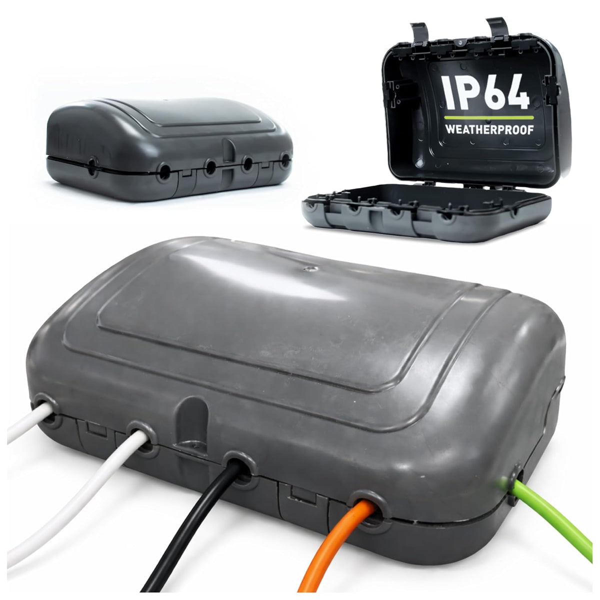 Status Weatherproof IP64 Outdoor Electric Box Black - 6 ports