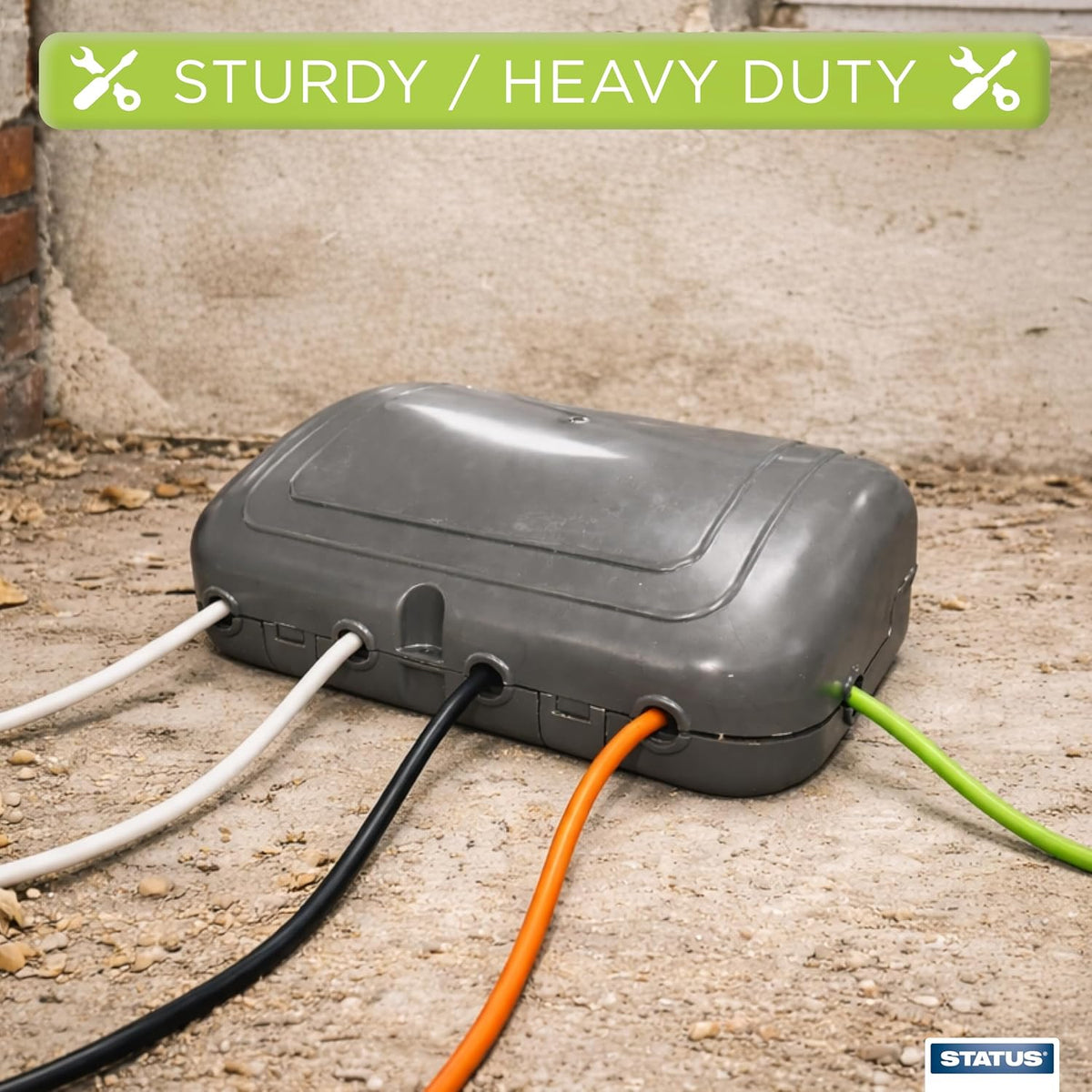 Status Weatherproof IP64 Outdoor Electric Box Black - 6 ports