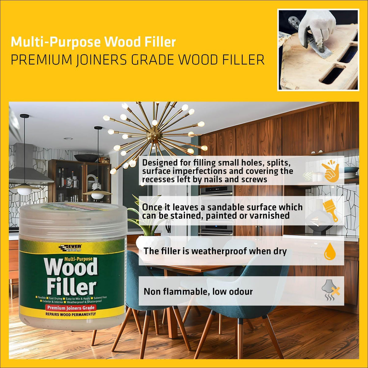 EverBuild Joiners Grade Wood Filler 250ml - White