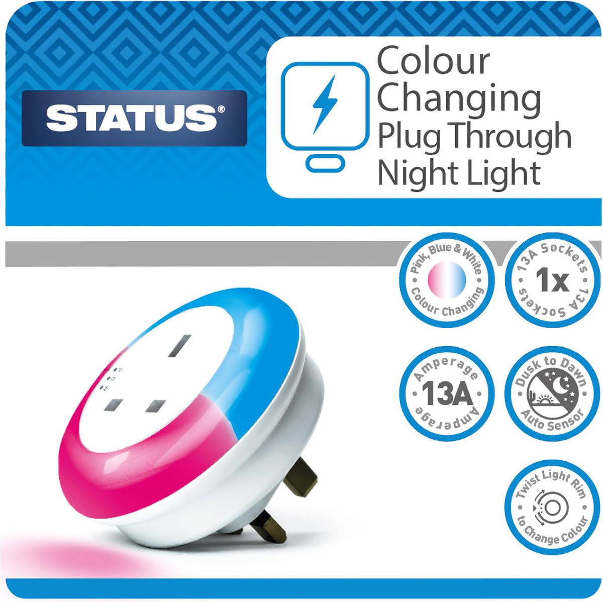 Status Dusk to Dawn Sensor LED Auto Night Light  - Multi Colour Options