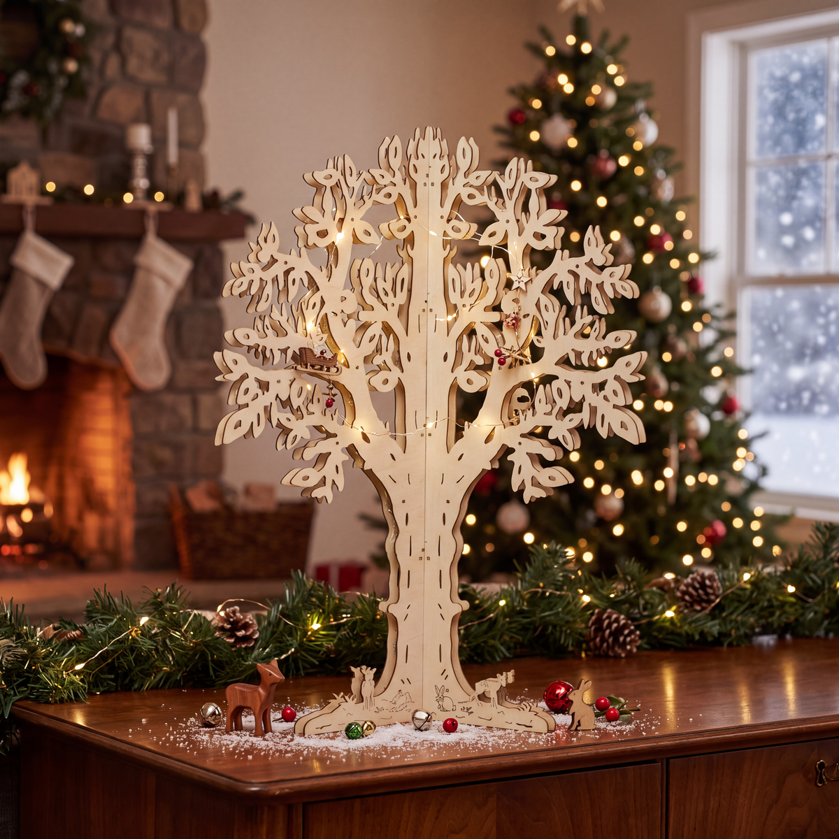 Konstsmide Indoor Wooden Illuminated Tree