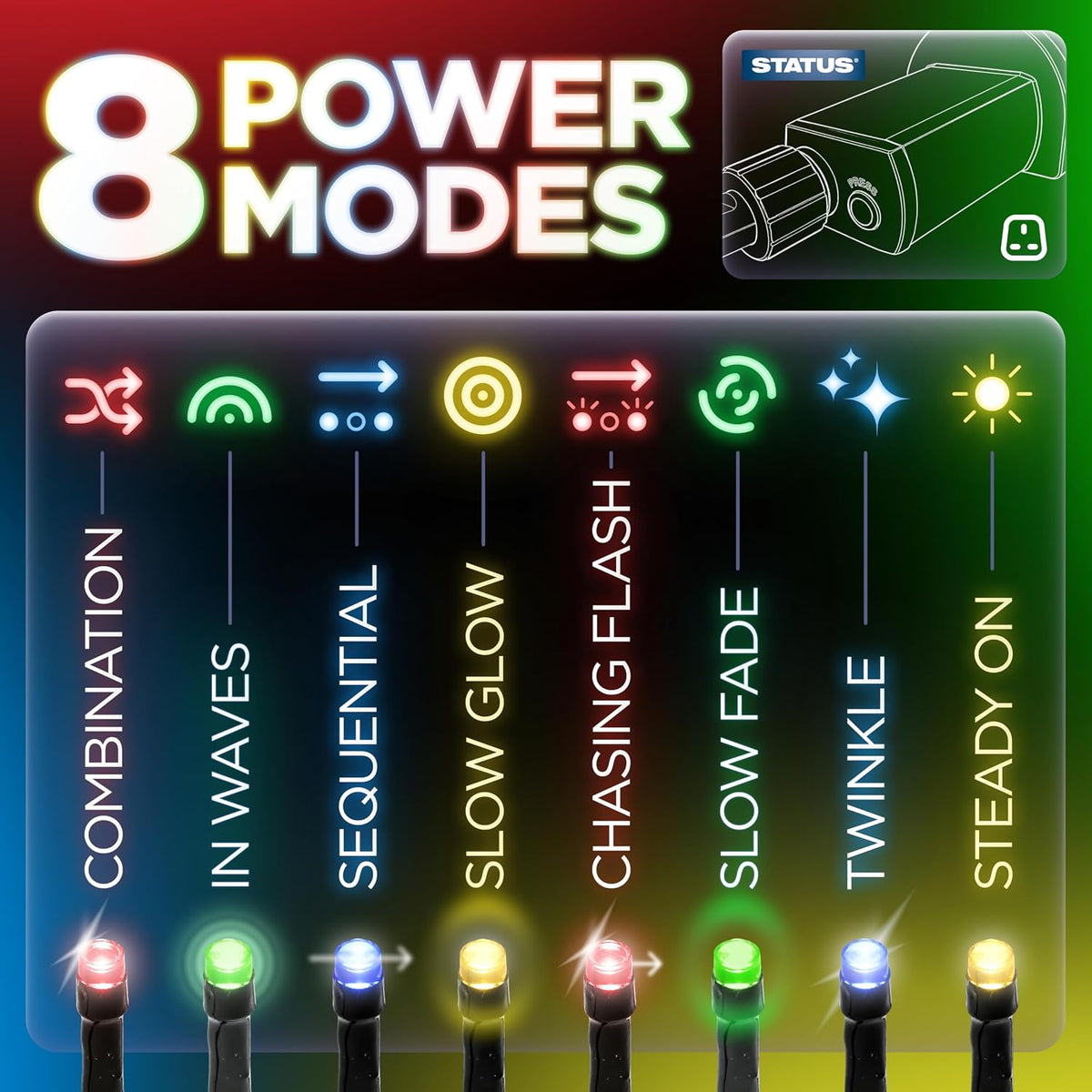 Status 480 Indoor / Outdoor LED String Lights CLUSTER  - mains powered