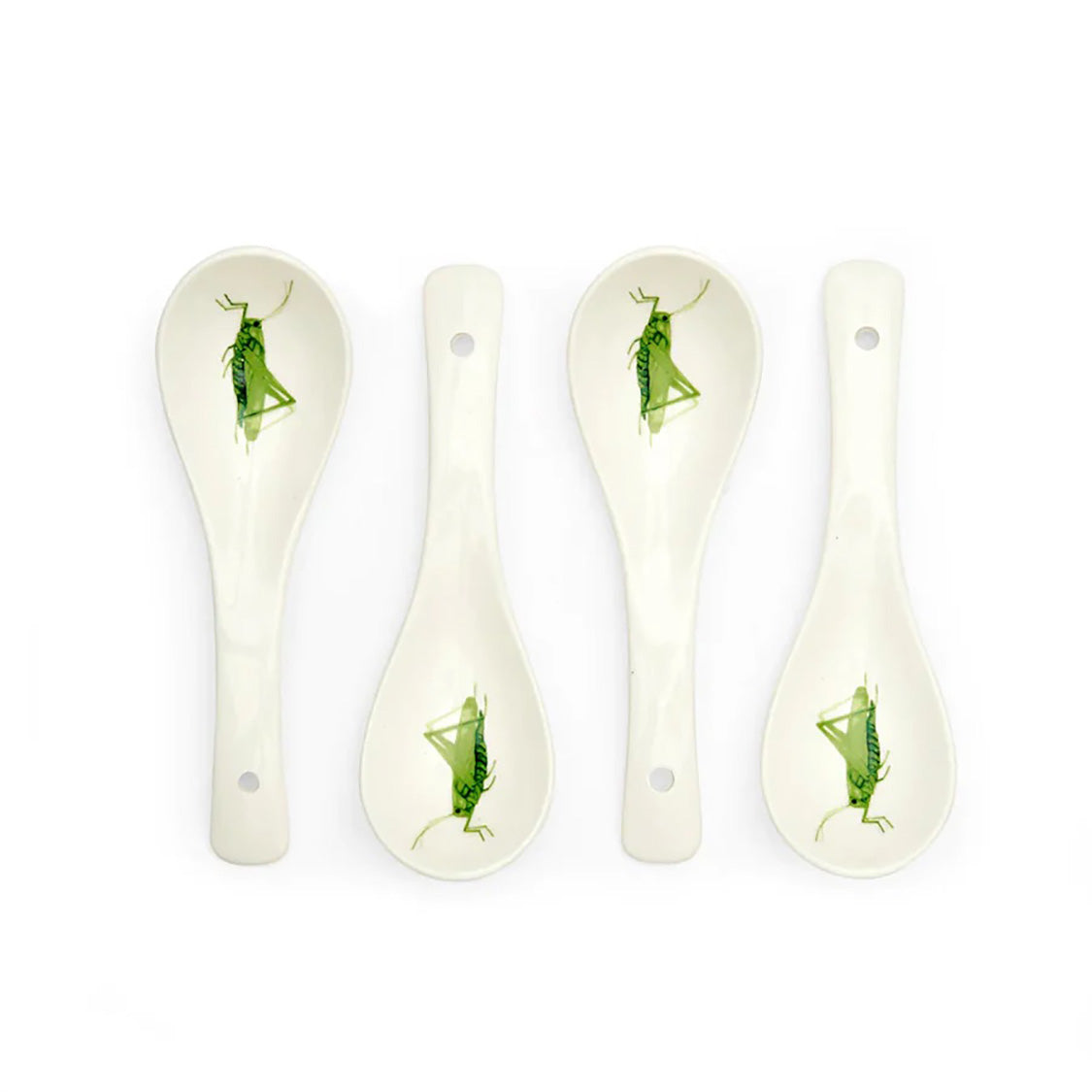 Kikkerland Ceramic Grasshopper Spoons 4pcs