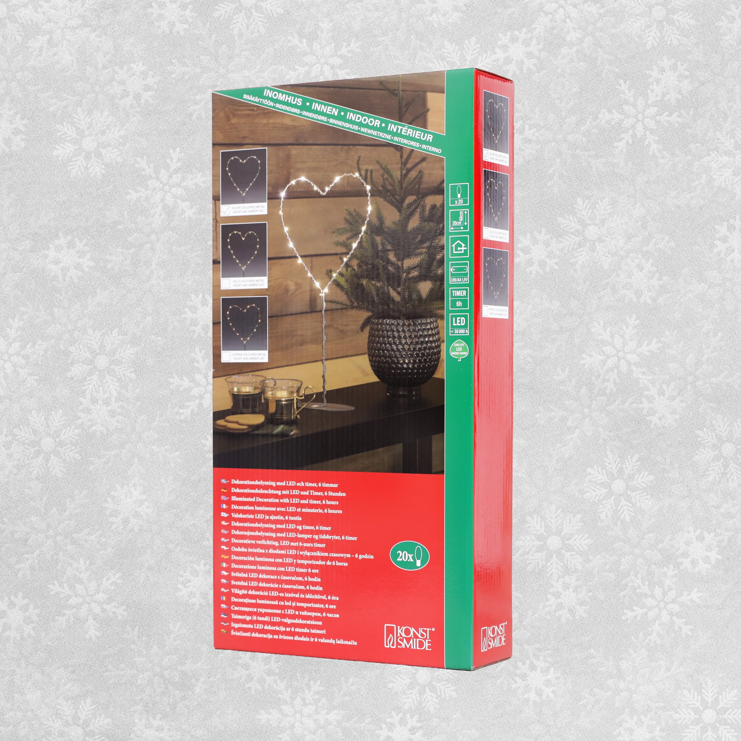 Konstsmide Metal Heart, standing ornament, silver.