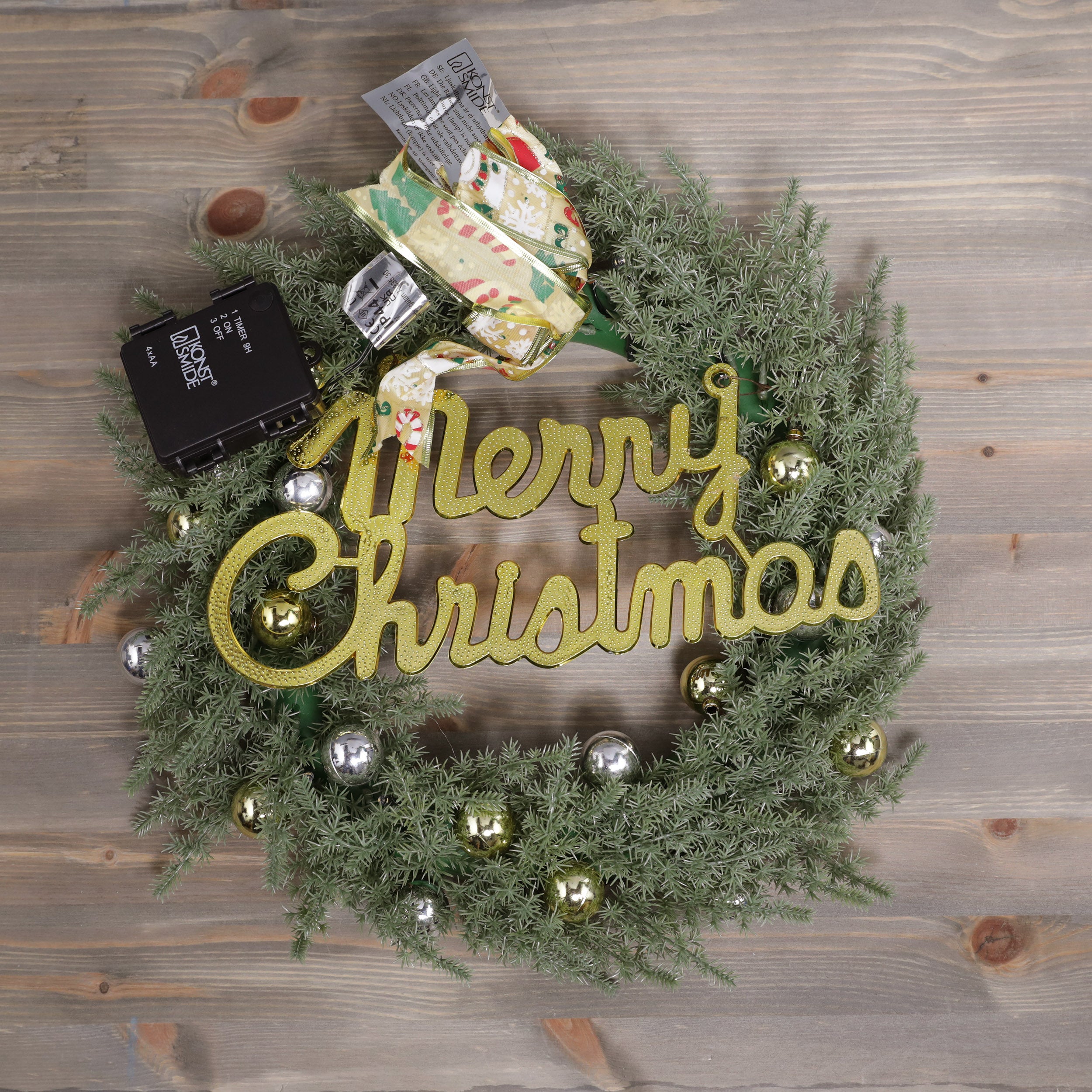 Konstsmide Christmas 40cm Amber LED Spruce Wreath Decoration