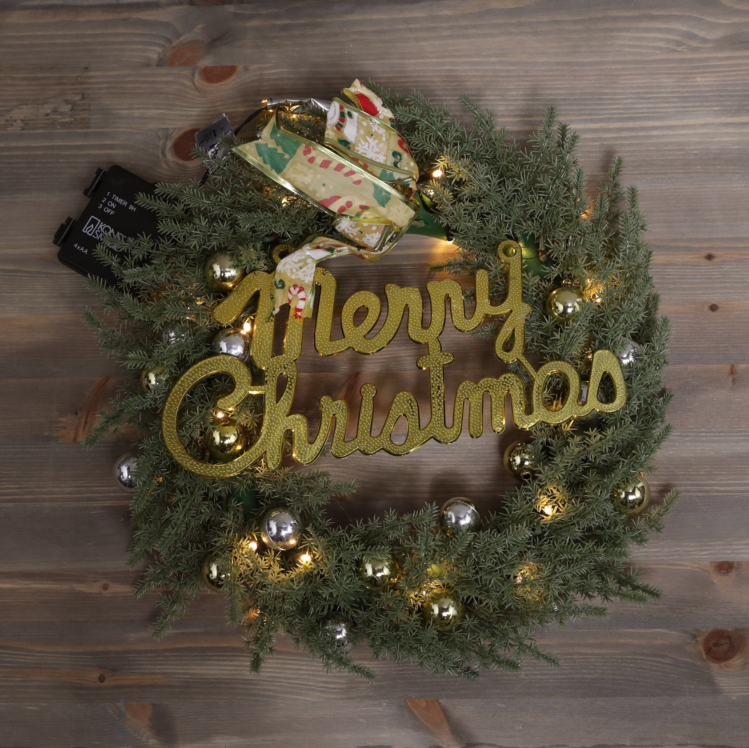 Konstsmide Christmas 40cm Amber LED Spruce Wreath Decoration