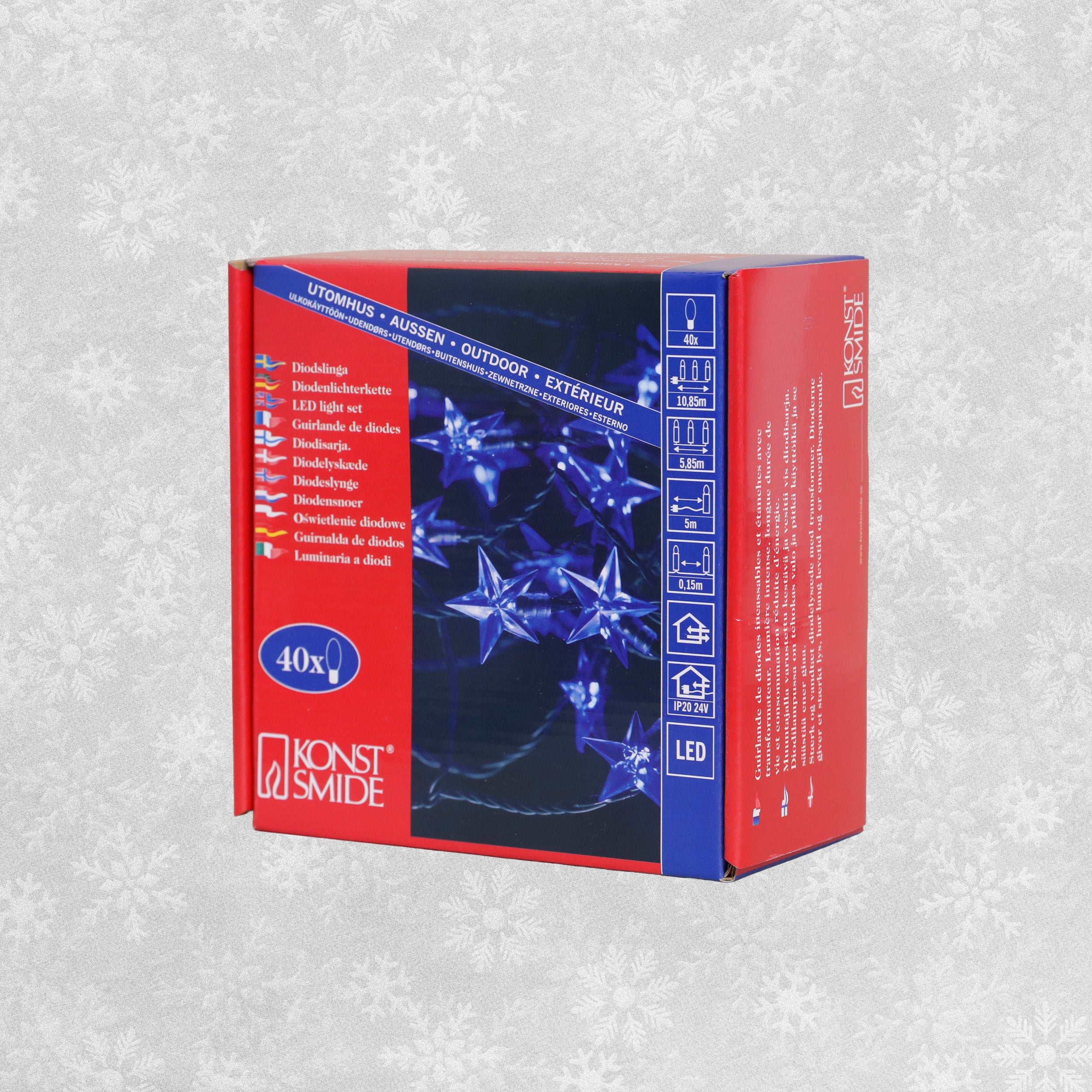 Konstsmide Christmas Lights - 40 Blue Star lights Indoor and Outdoor use