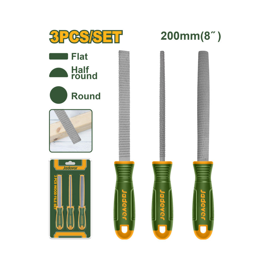 Jadever Wood File Set 200mm (8") 3pcs - JDSF1403