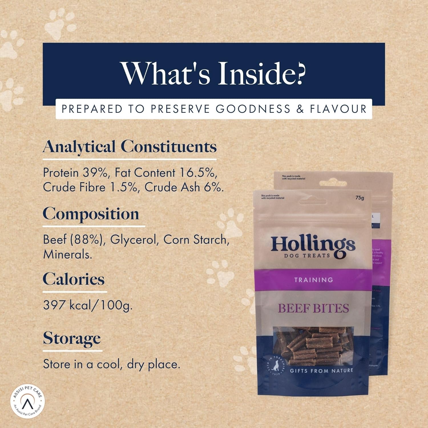 Hollings Training Beef Bites - 75g