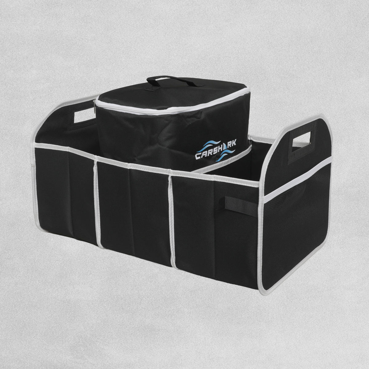 Carshark Car Boot Organiser Storage Box 2-in-1 with Cooler Bag - Black