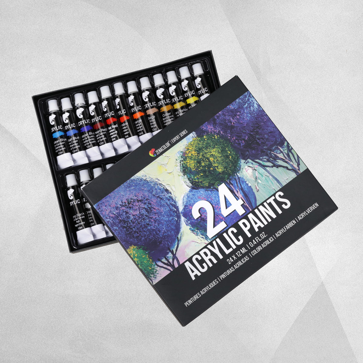 Zenacolor Acrylic Paint Set - Pack of 24 12ml Tubes