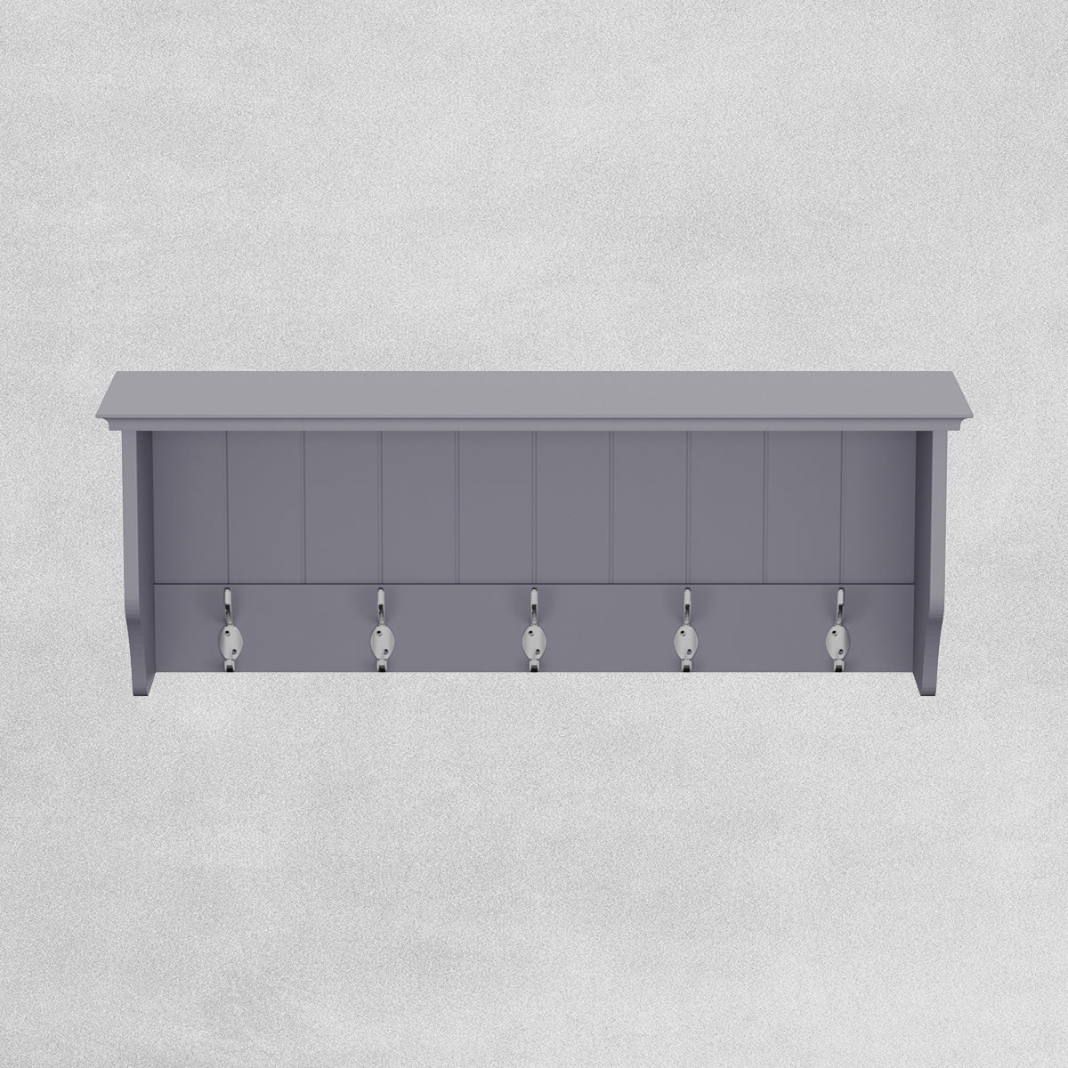 Bevelled Coat Shelf With Hooks H25.5 W70 D20cm White & Grey