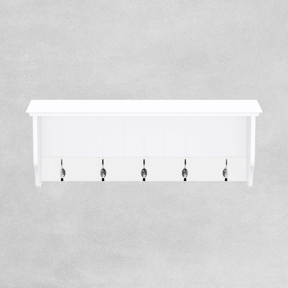 Bevelled Coat Shelf With Hooks H25.5 W70 D20cm White & Grey