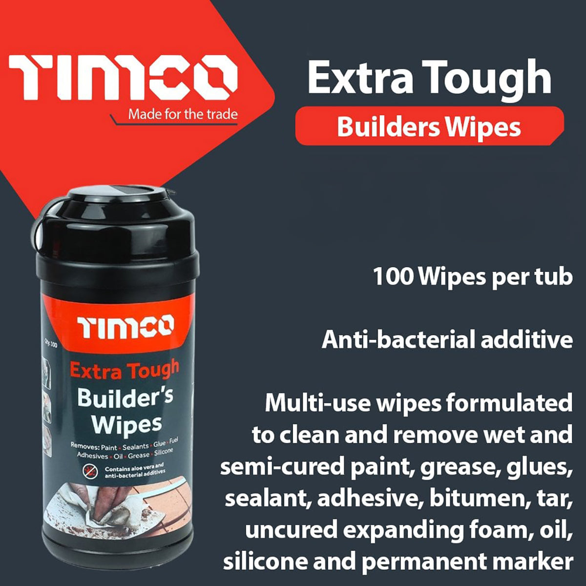 Timco Extra Tough Builders Wipes 100pk