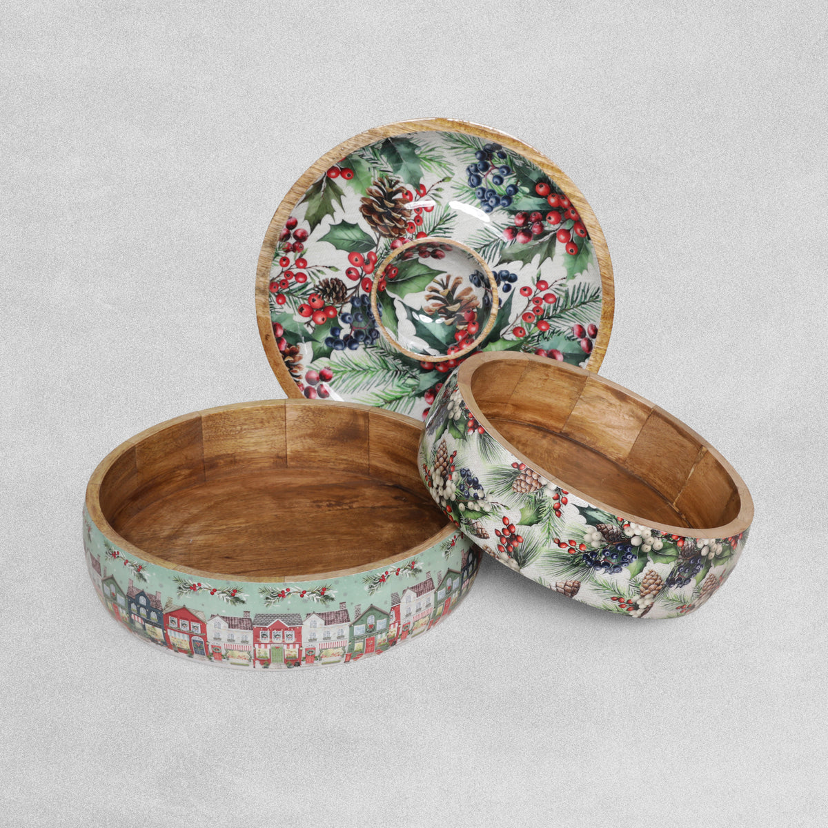 "Christmas Berries" Chip & Dip Enamel 30cm Serving Plate