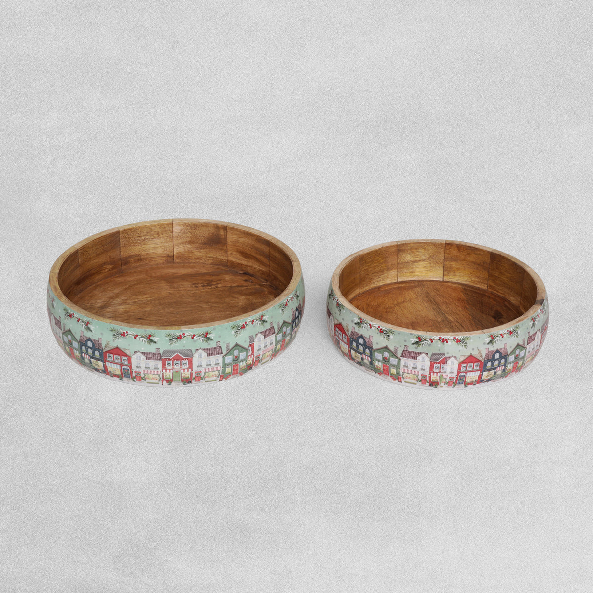 "Christmas Shops"  Enamel Serving Bowls
