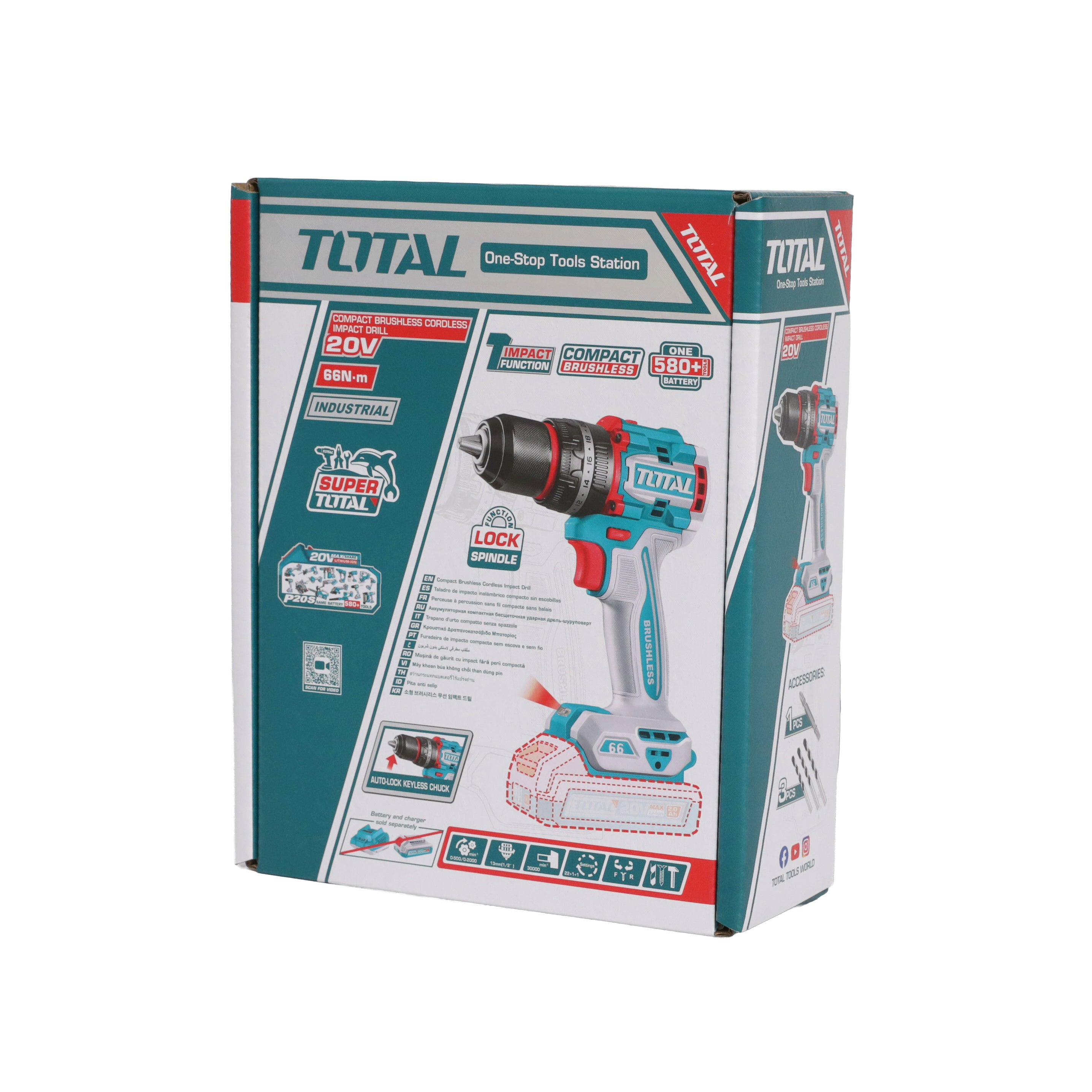 Total Li-Ion 20V Compact Brushless Cordless Impact Drill (Battery not included) - TIDLI206681