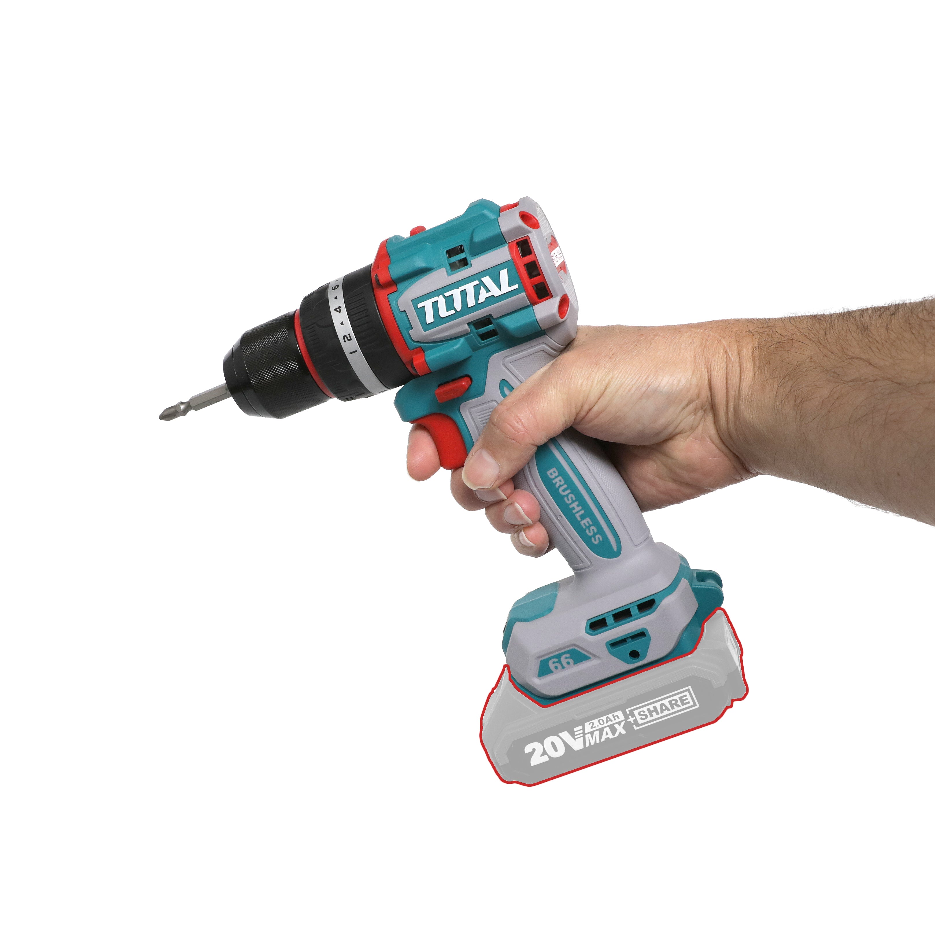 Total Li-Ion 20V Compact Brushless Cordless Impact Drill (Battery not included) - TIDLI206681