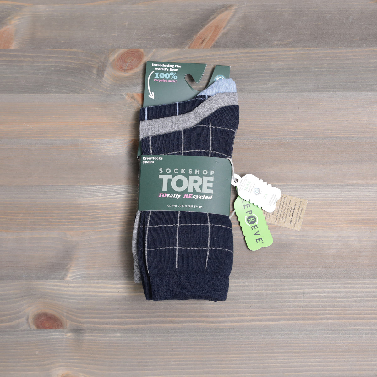 Sockshop Tore Crew Socks Grid 3 Pairs Ladies 4-8  Various Colours