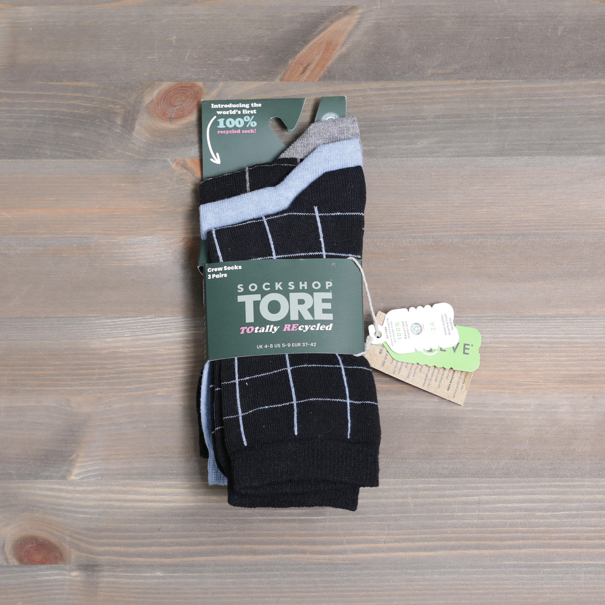 Sockshop Tore Crew Socks Grid 3 Pairs Ladies 4-8  Various Colours
