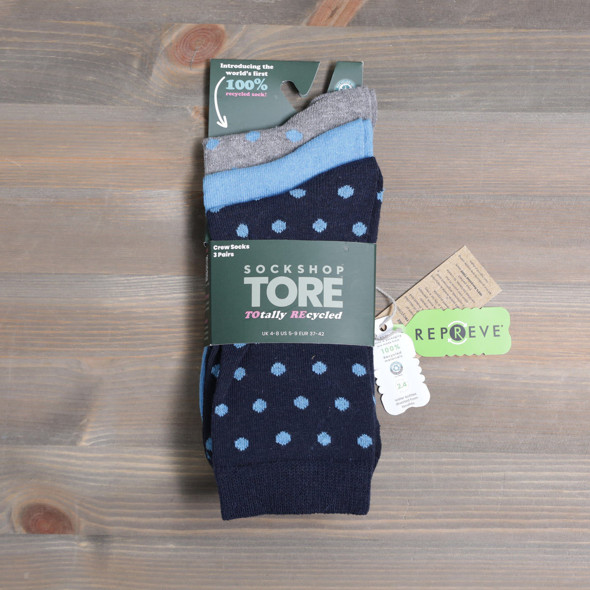 Sockshop Tore Crew Socks  3 Pairs Ladies 4-8 Spots Various Colours