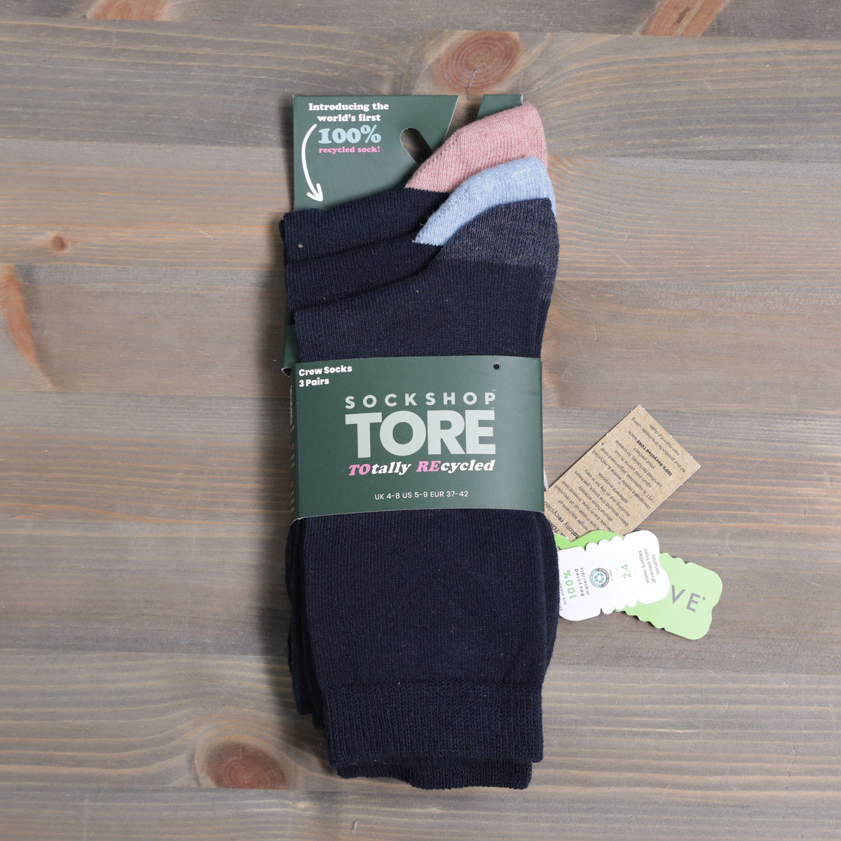 Sockshop Tore Crew Socks  3 Pairs Ladies 4-8  Various Toe Colours