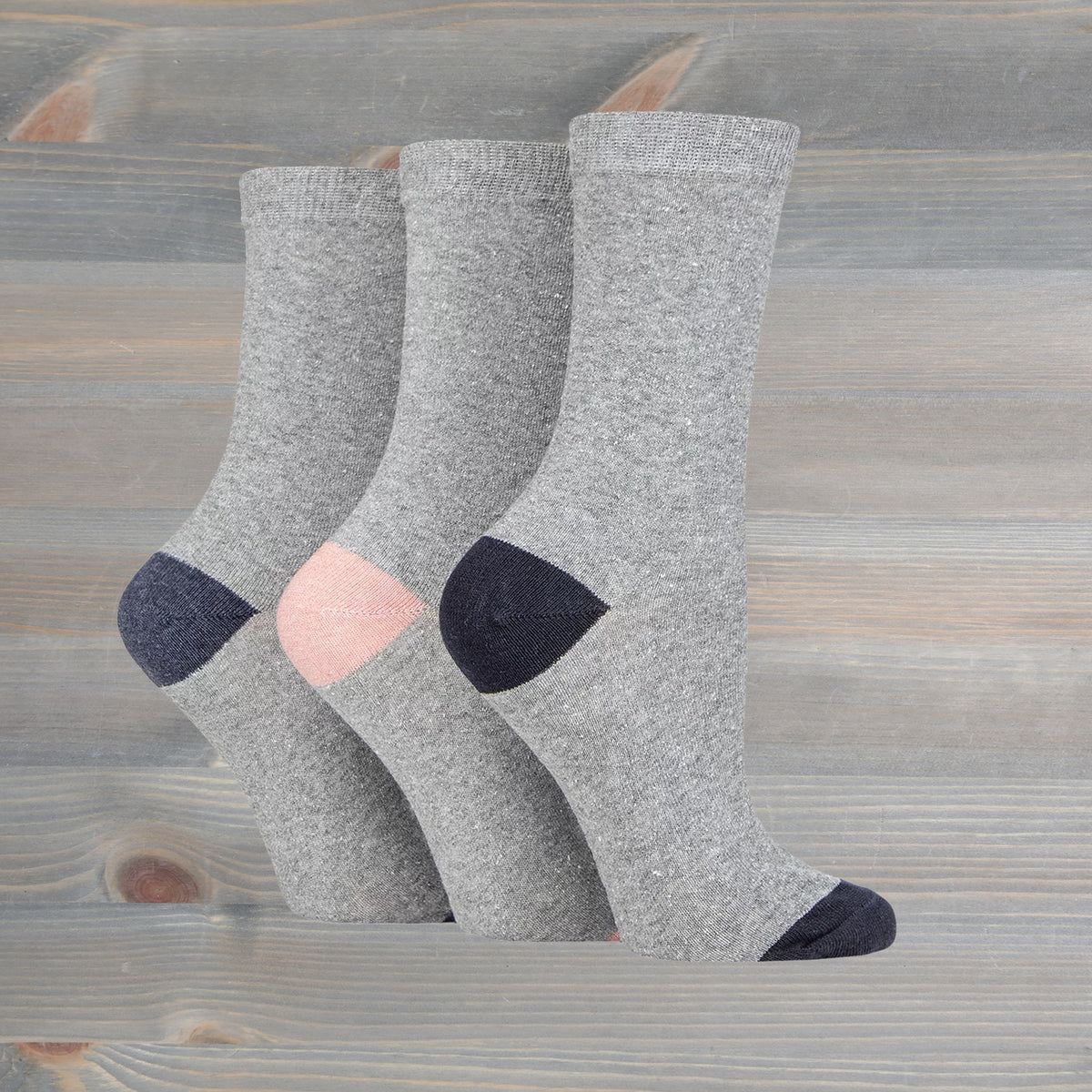 Sockshop Tore Crew Socks  3 Pairs Ladies 4-8  Various Toe Colours