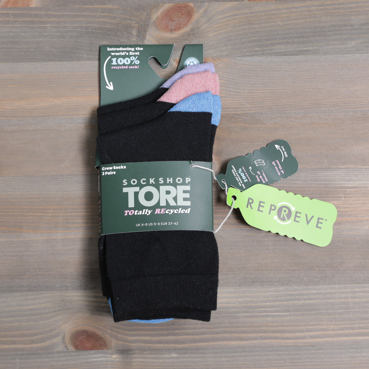 Sockshop Tore Crew Socks  3 Pairs Ladies 4-8  Various Toe Colours