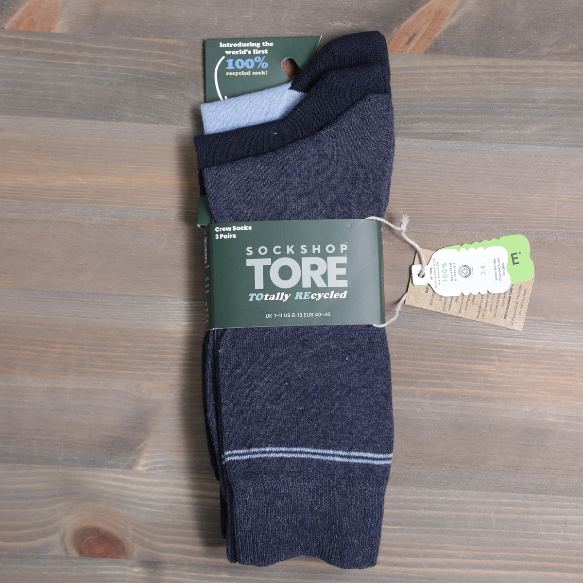 Sockshop Tore Jacquard  Stripe Crew Socks 3 Pairs Mens 7-11 Various Colours