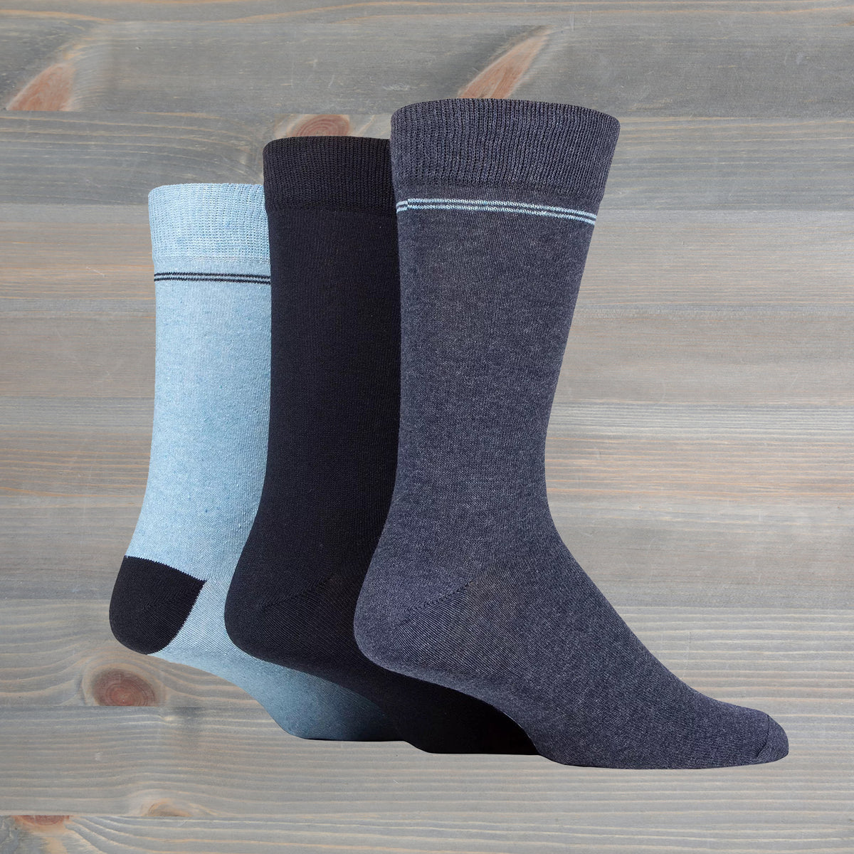 Sockshop Tore Jacquard  Stripe Crew Socks 3 Pairs Mens 7-11 Various Colours