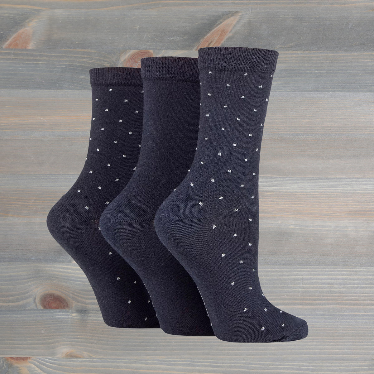 Sockshop Tore Crew Socks Dots 3 Pairs Ladies 4-8  Navy