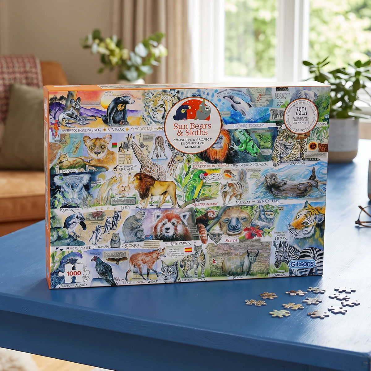 Gibsons 'Sun Bears and Sloths' Endangered Animals 1000 Piece Puzzle