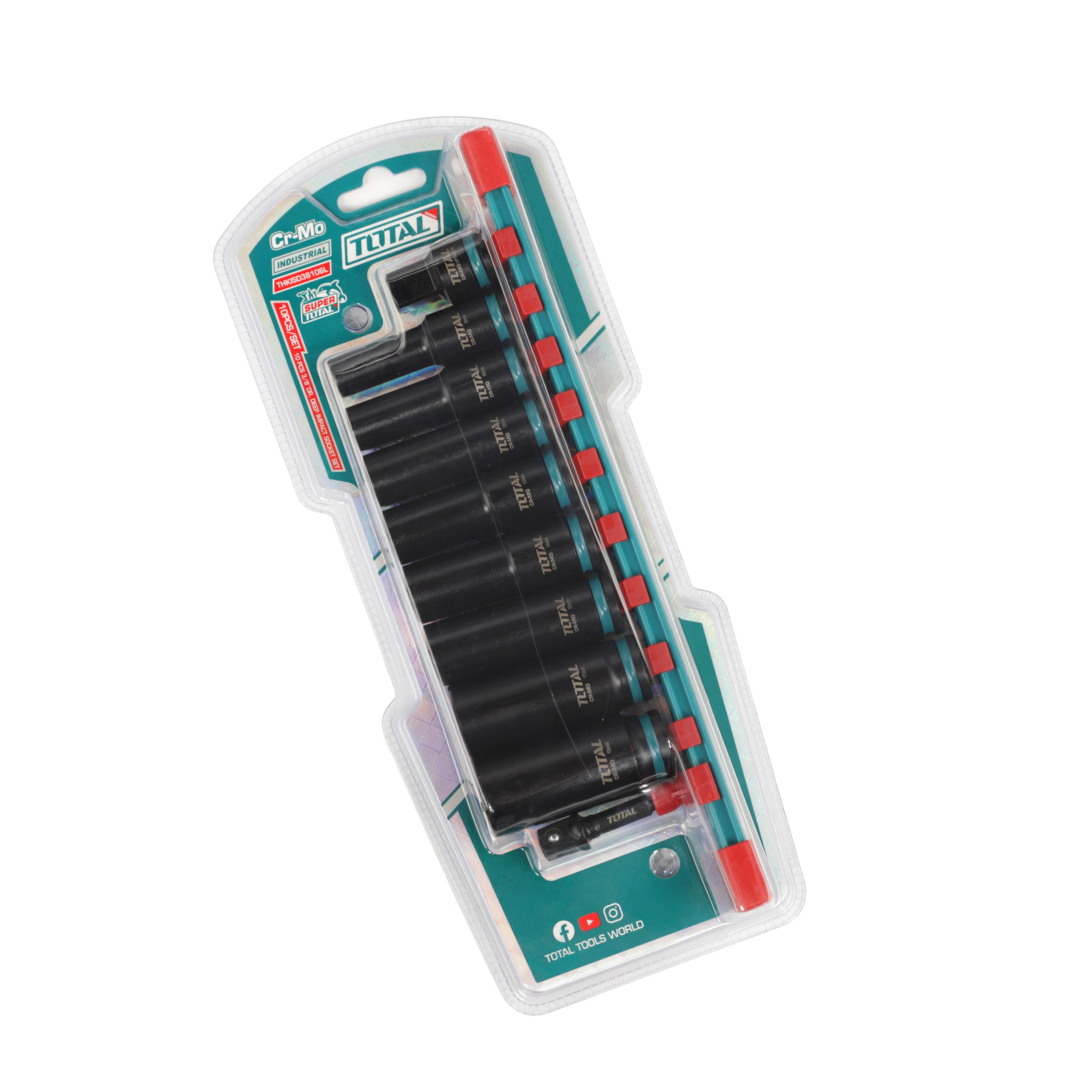 Total 3/8" DR Deep Impact Socket Set - 10pcs - THKISD38106L