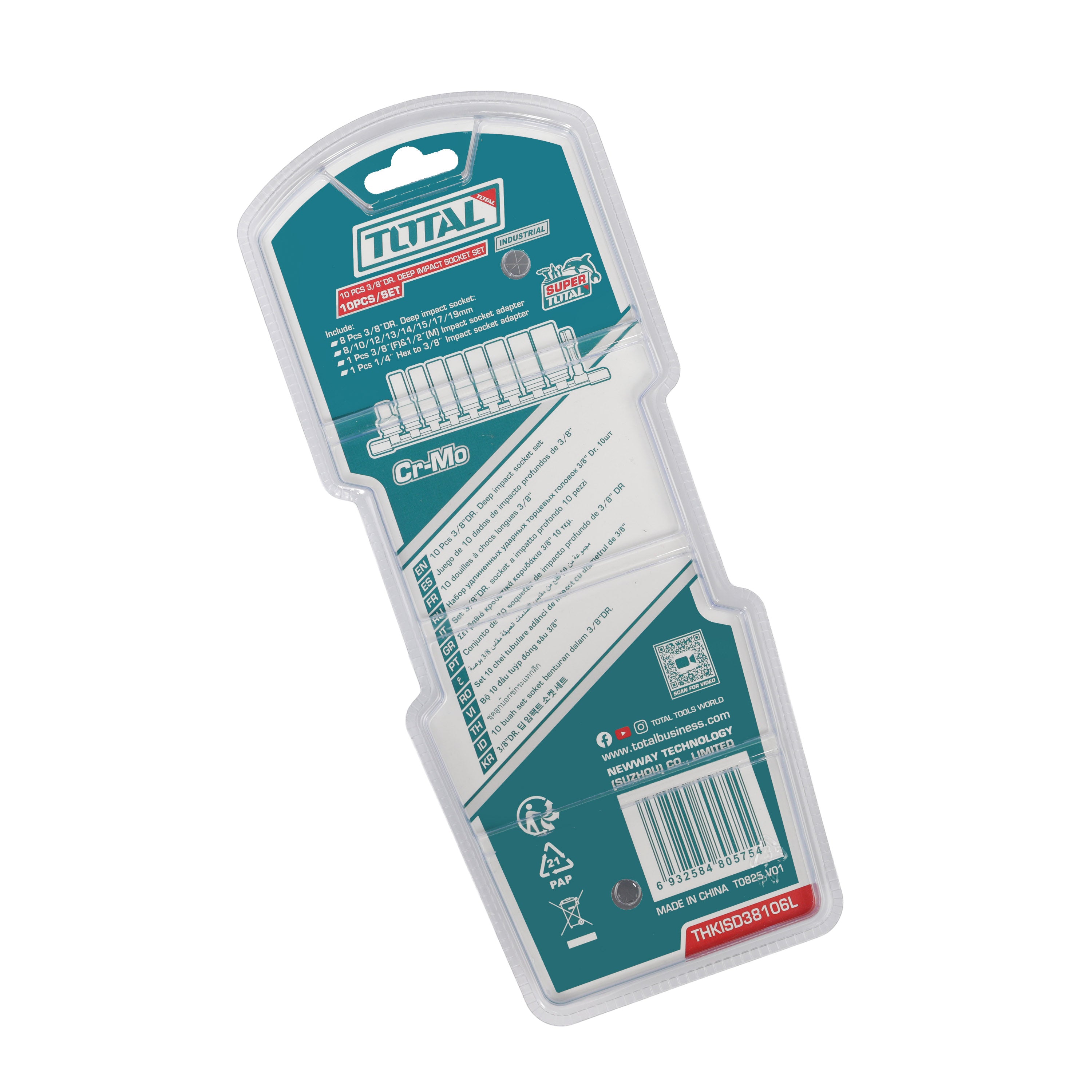 Total 3/8" DR Deep Impact Socket Set - 10pcs - THKISD38106L