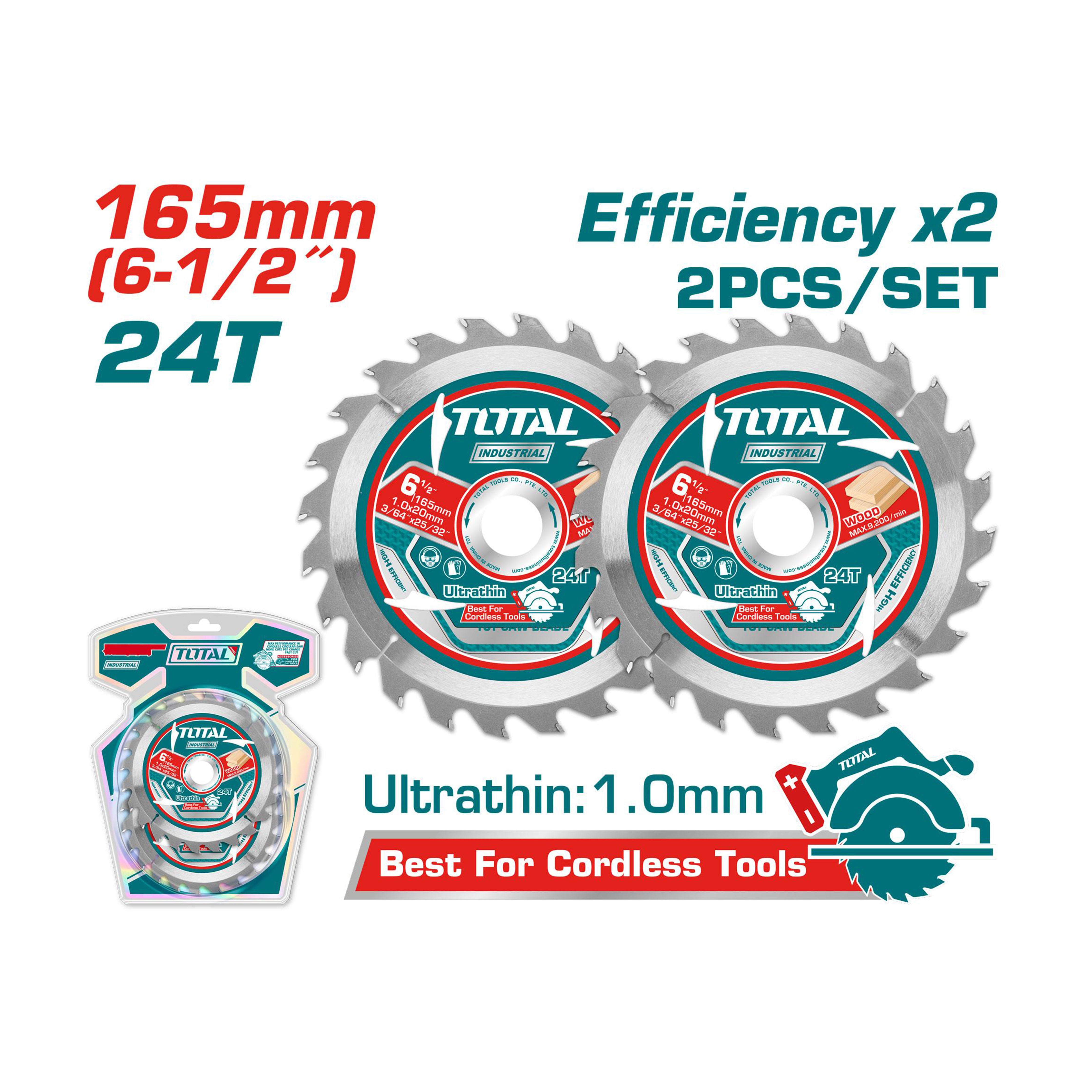 Total Ultra Thin Saw Blade Set - 2pcs - 165mm - TAC2331653