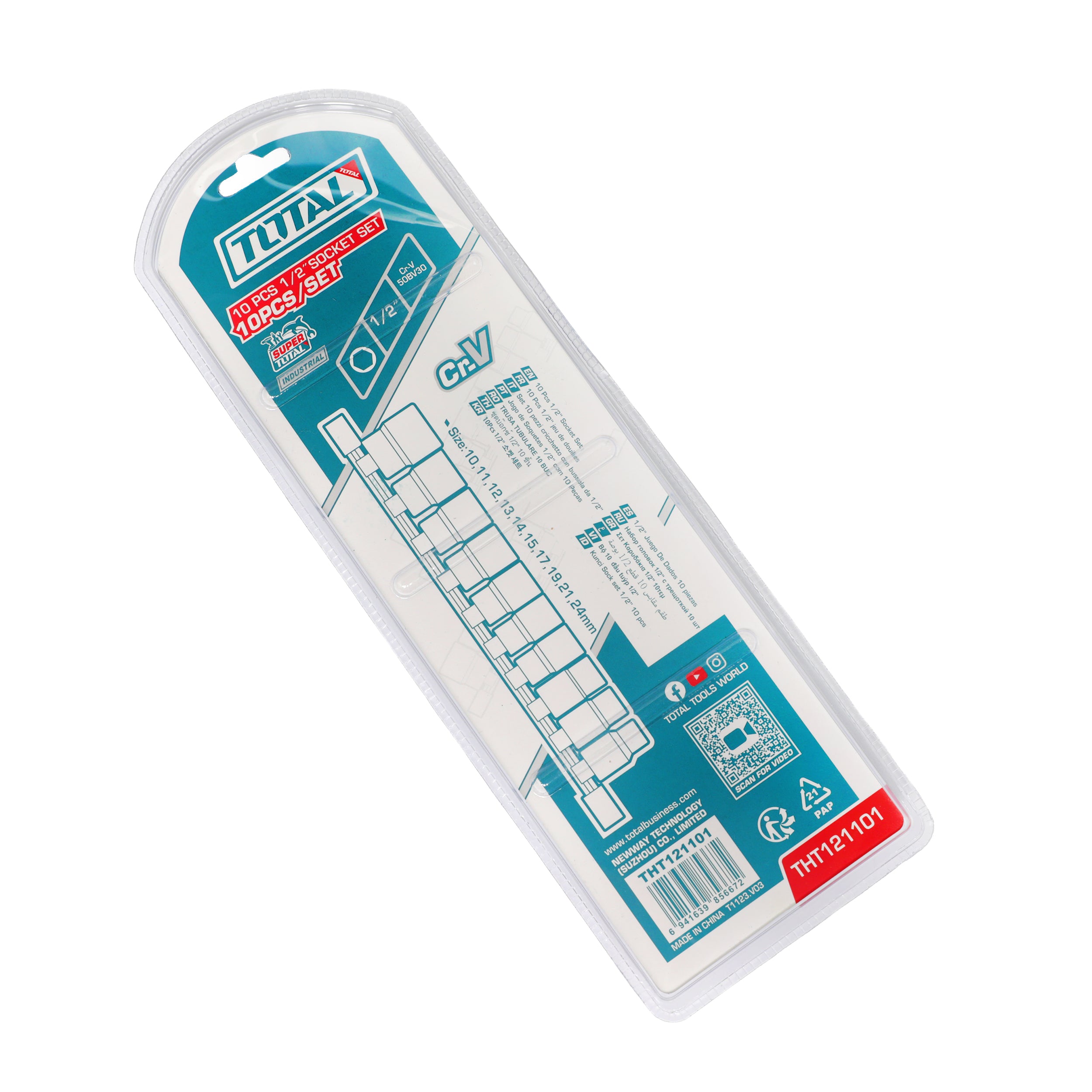 Total 1/2" Socket Set - 10pcs - THT121101