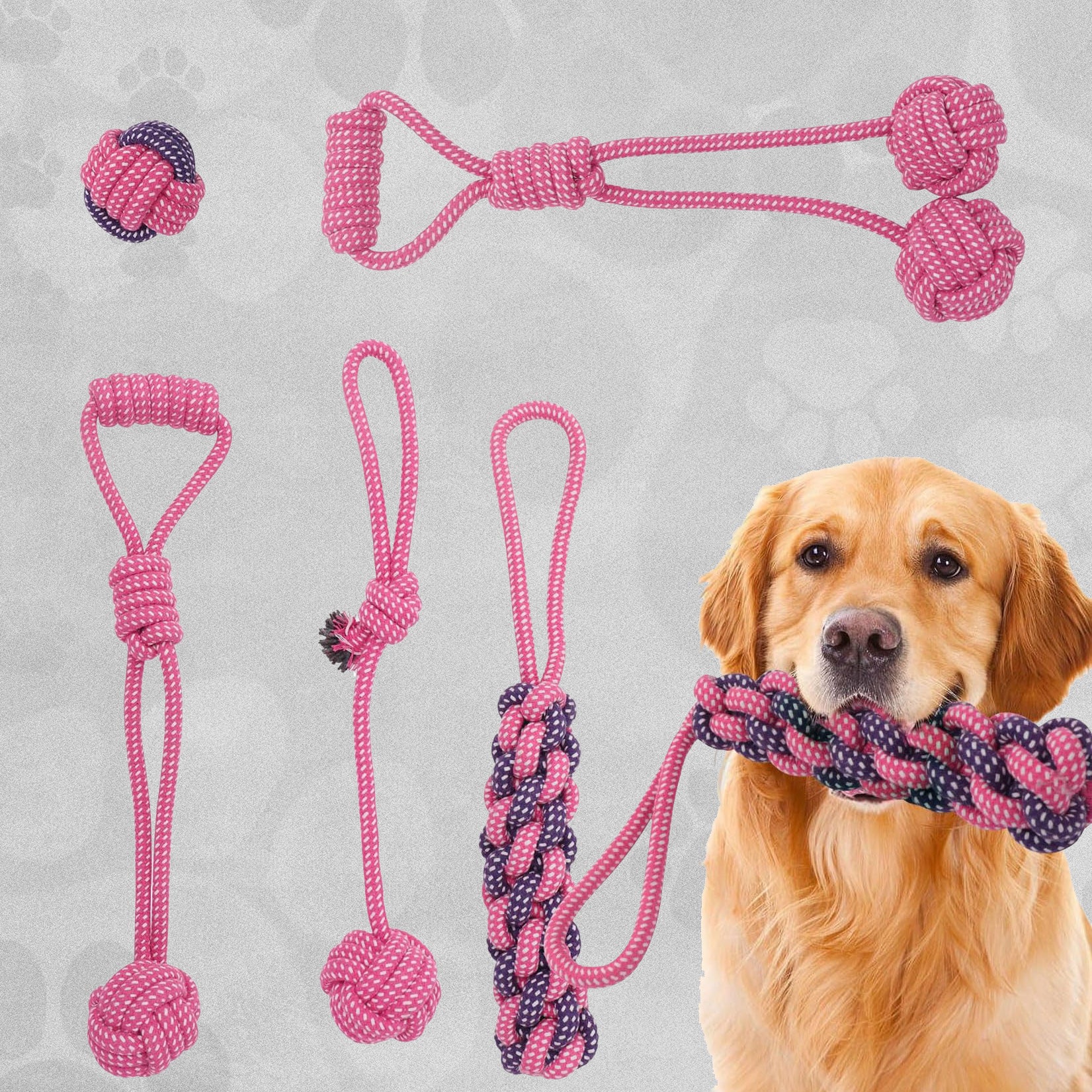 Dog Rope Toy Packs - 5pcs - Various Colours Available