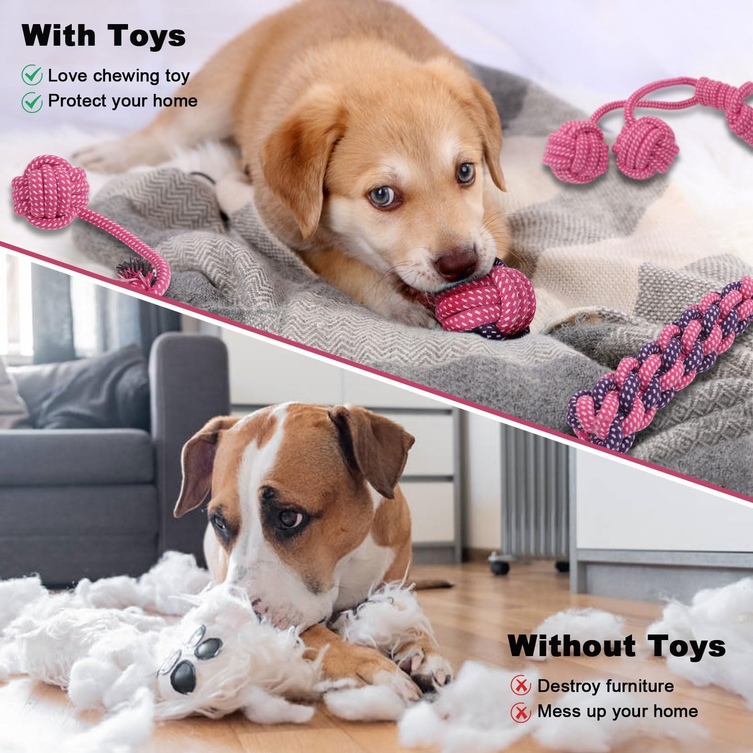 Dog Rope Toy Packs - 5pcs - Various Colours Available