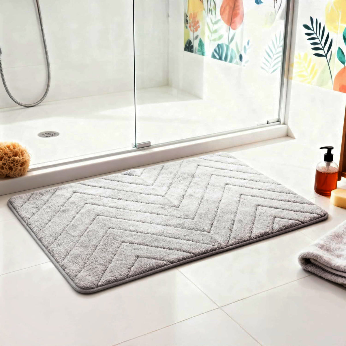 Beldray Anti-Mould Memory Foam Bath Mat Grey 50X80cm
