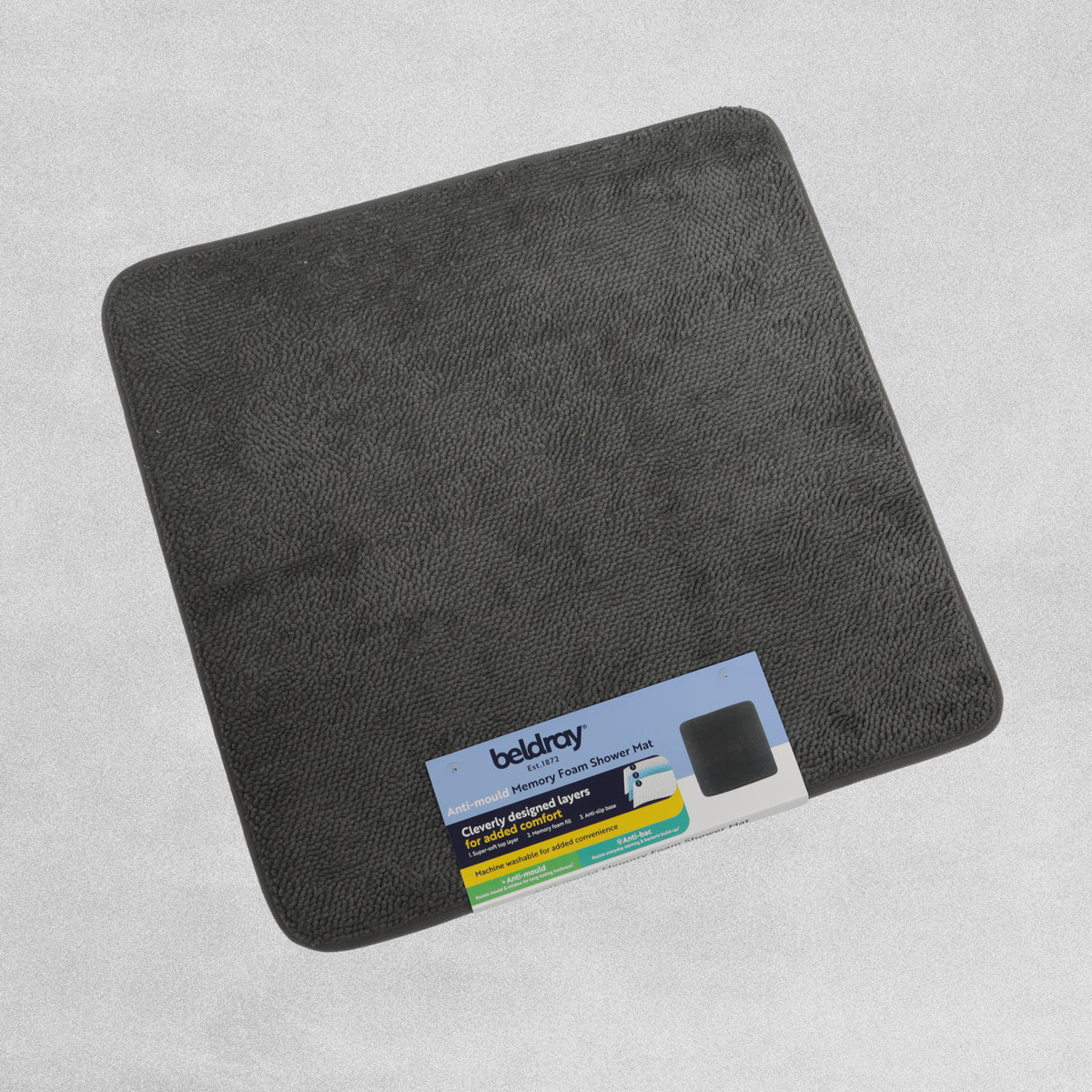 Beldray Anti-Mould Memory Foam Shower Mat 50X50cm - various colours