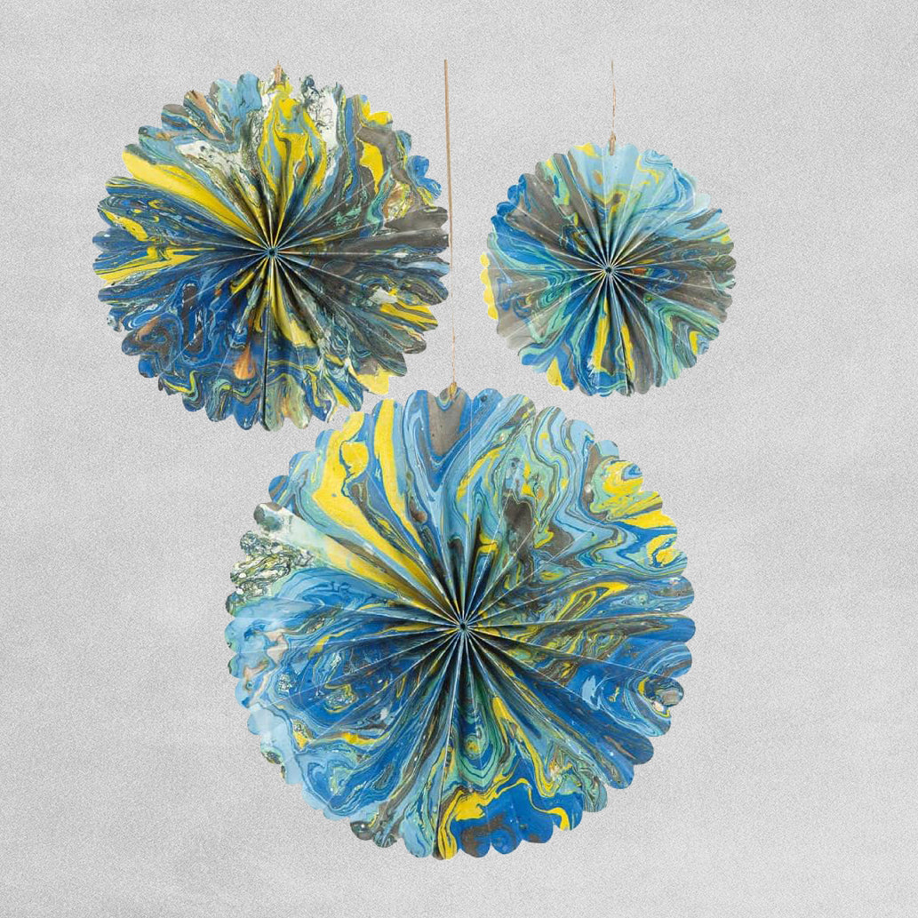 Talking Tables Fan Decorations Marble Pack of 3